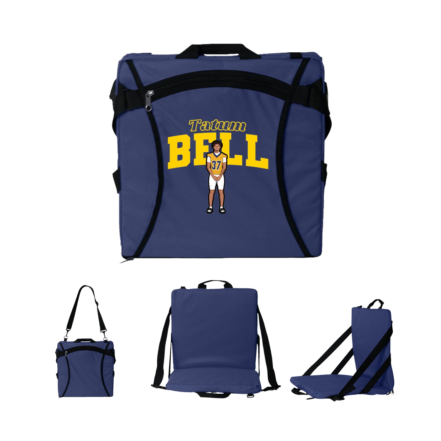 Folding Stadium Seat — Name Arch in Navy
