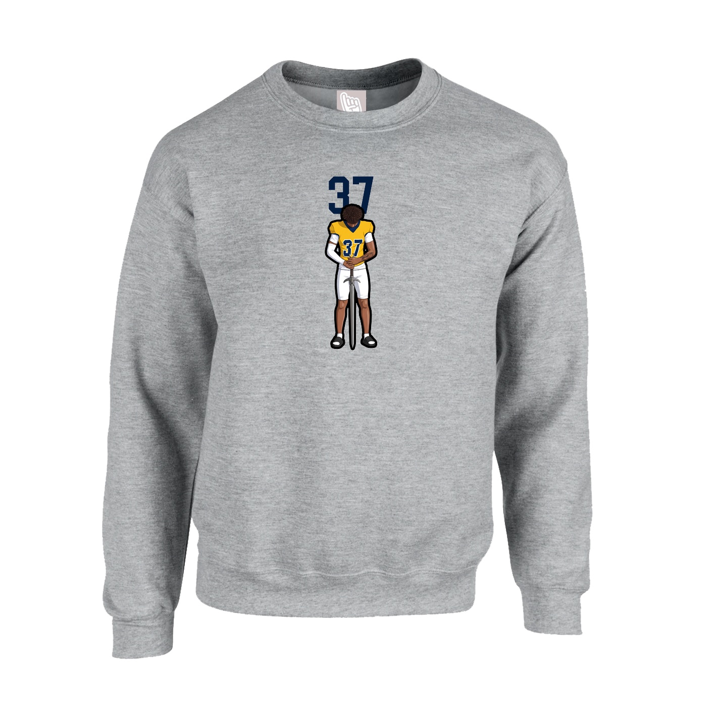 Fleece Crew — Number Top in Grey