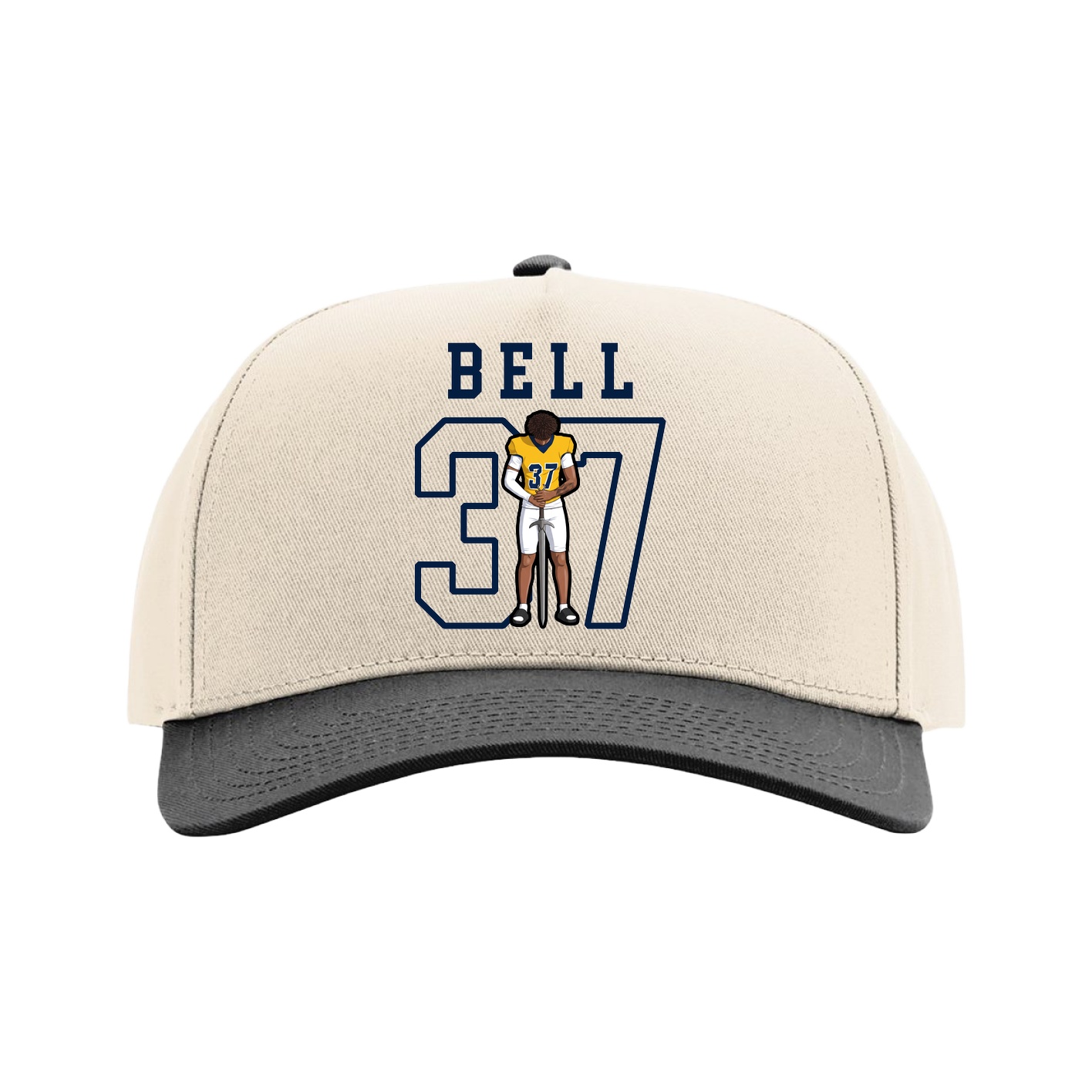 Full Fabric Five-Panel Champ Cap — Shirsey in Cream/Black