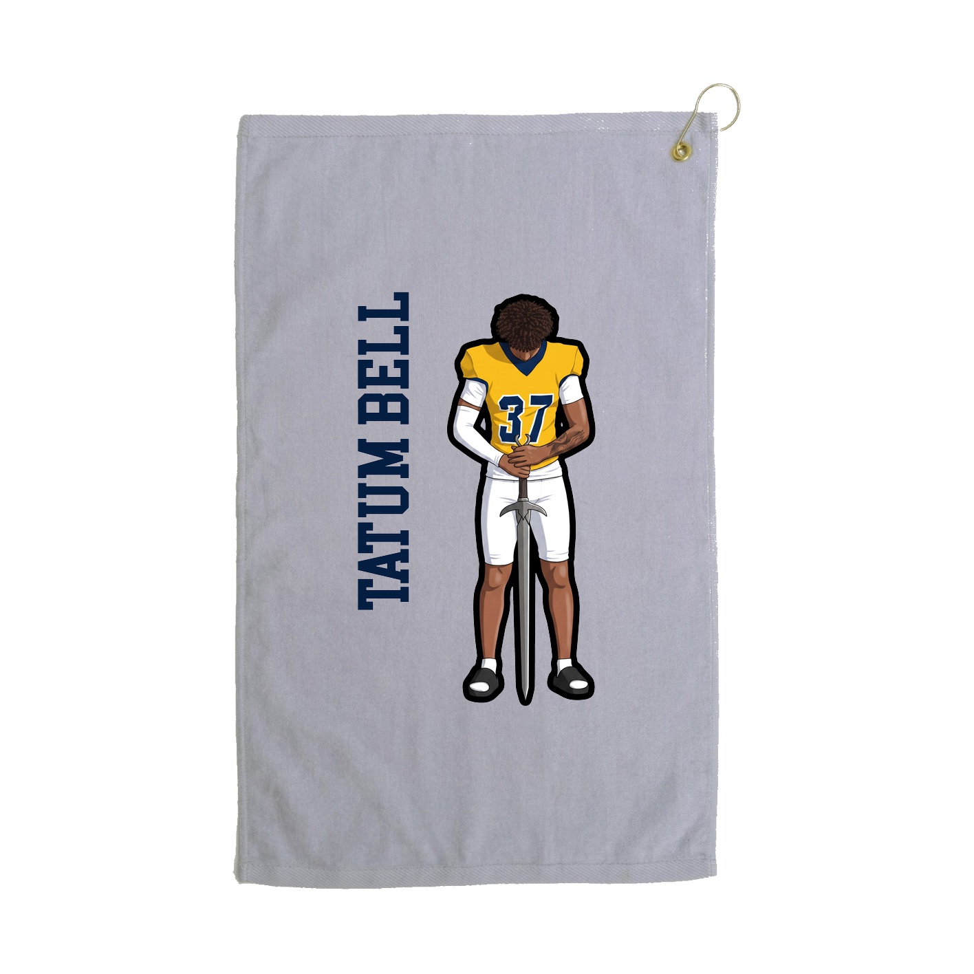 Golf Towel — Name Vertical in Grey