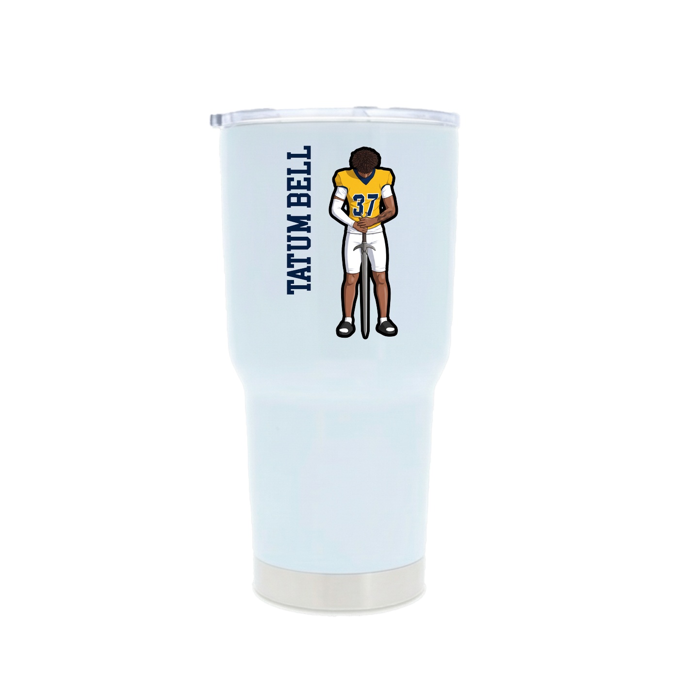 30oz Stainless Steel Tumbler — Name Vertical in White