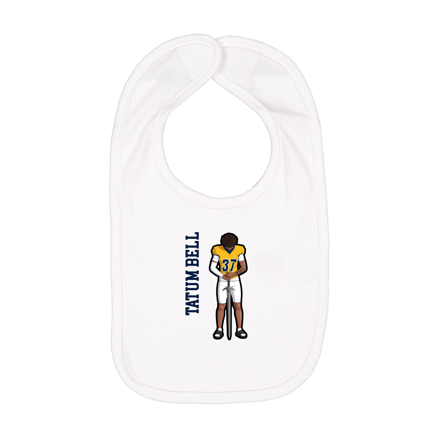 Infant Bib — Name Vertical in White