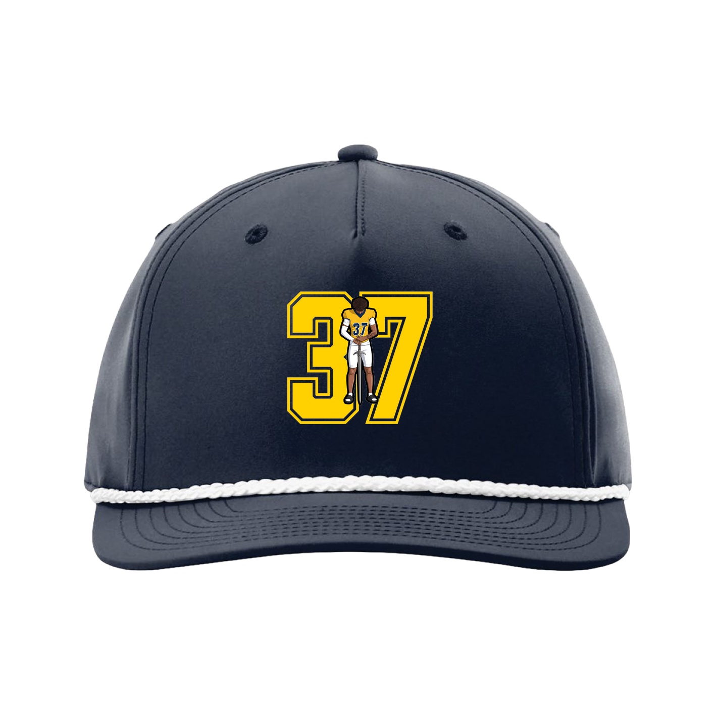 Five-Panel Classic Rope Cap — Number in Navy