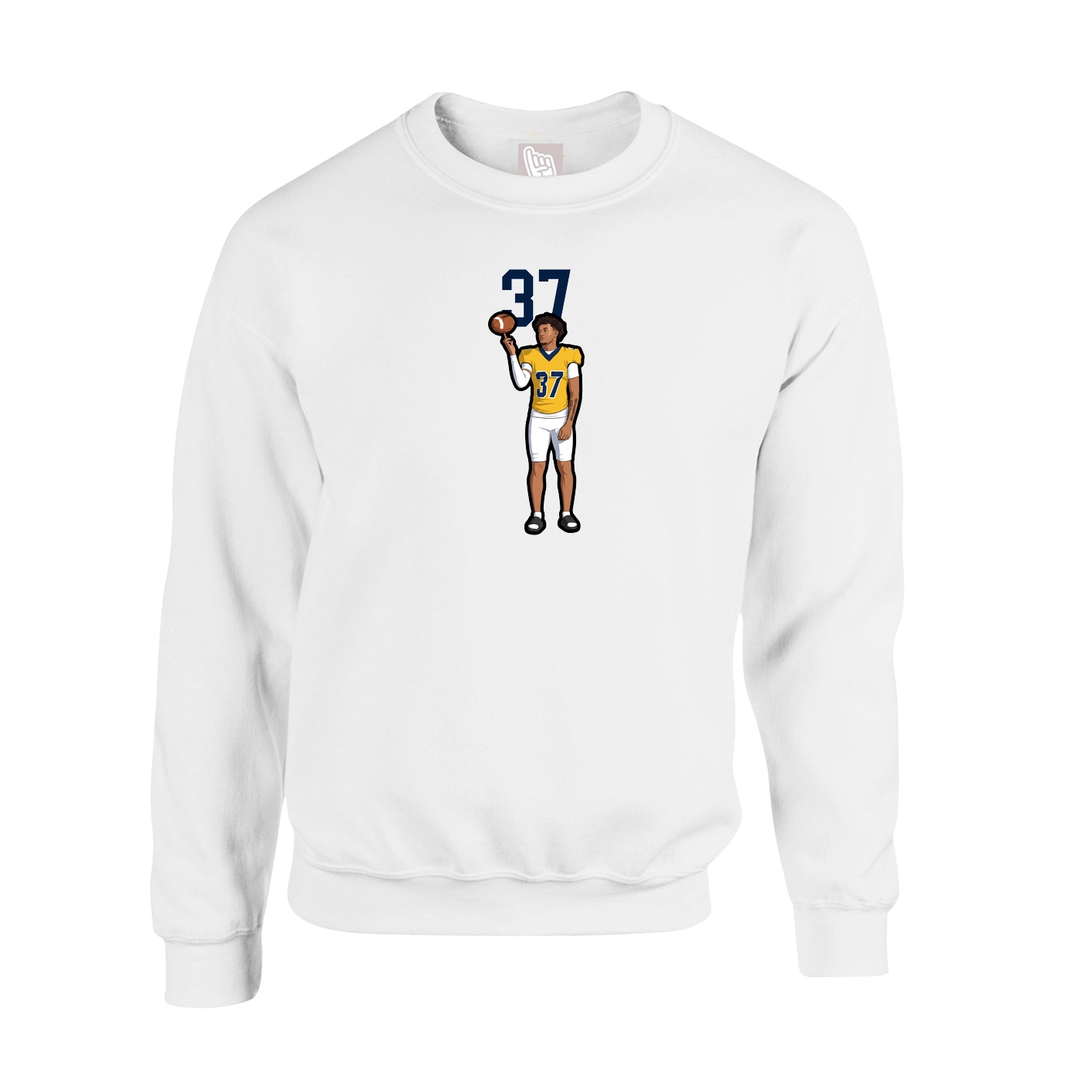 Fleece Crew — Number Top in White