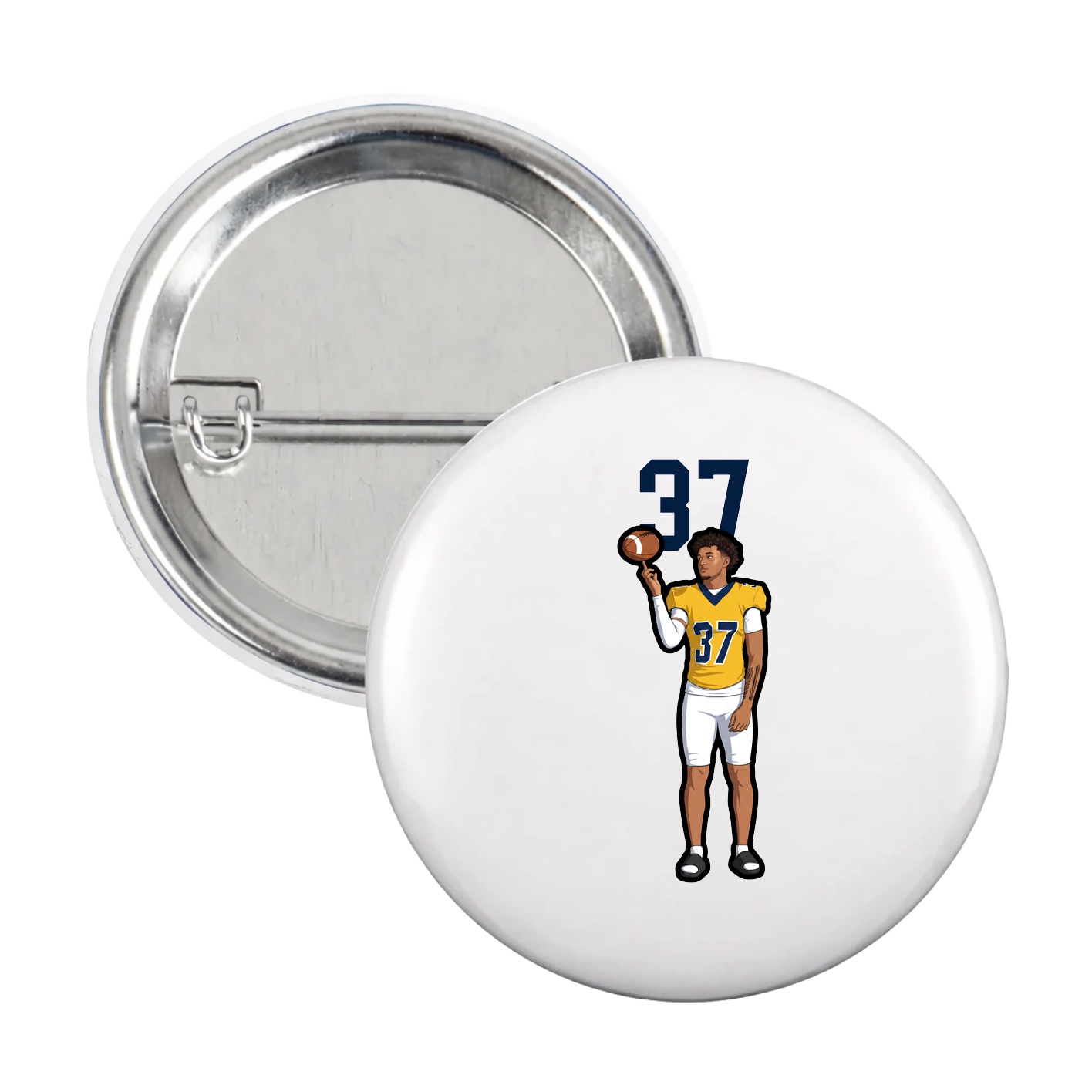 Game Day Button — Number Top in White