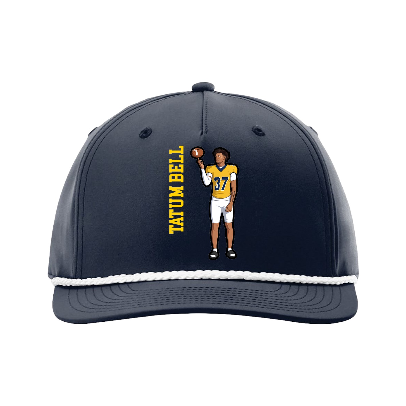 Five-Panel Classic Rope Cap — Name Vertical in Navy
