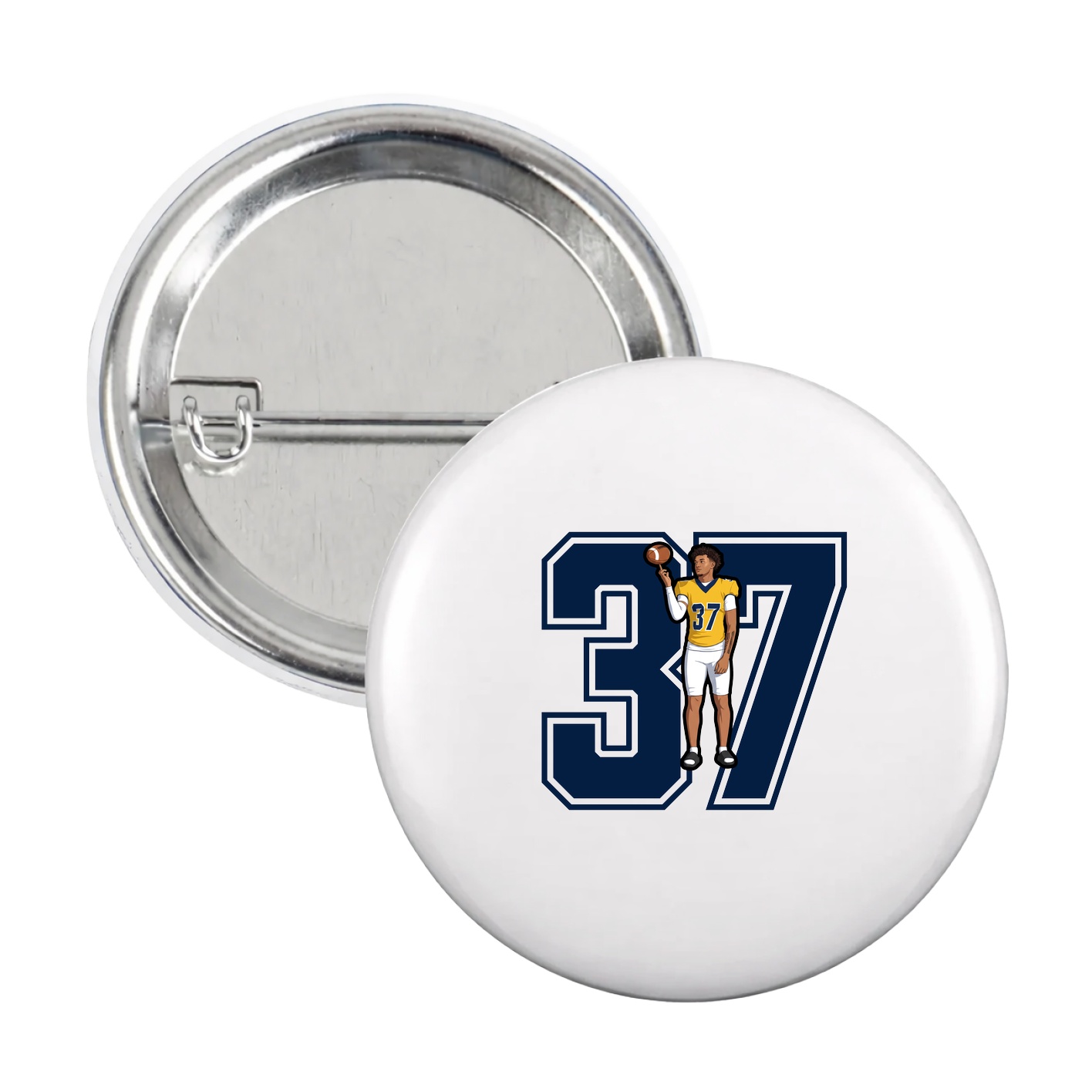 Game Day Button — Number in White