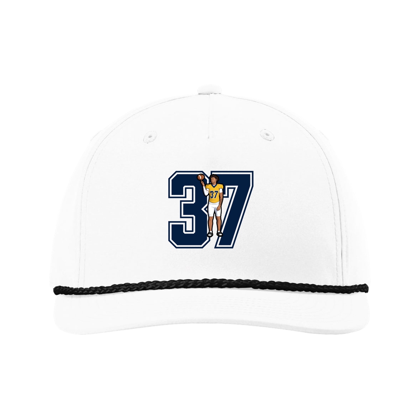 Five-Panel Classic Rope Cap — Number in White