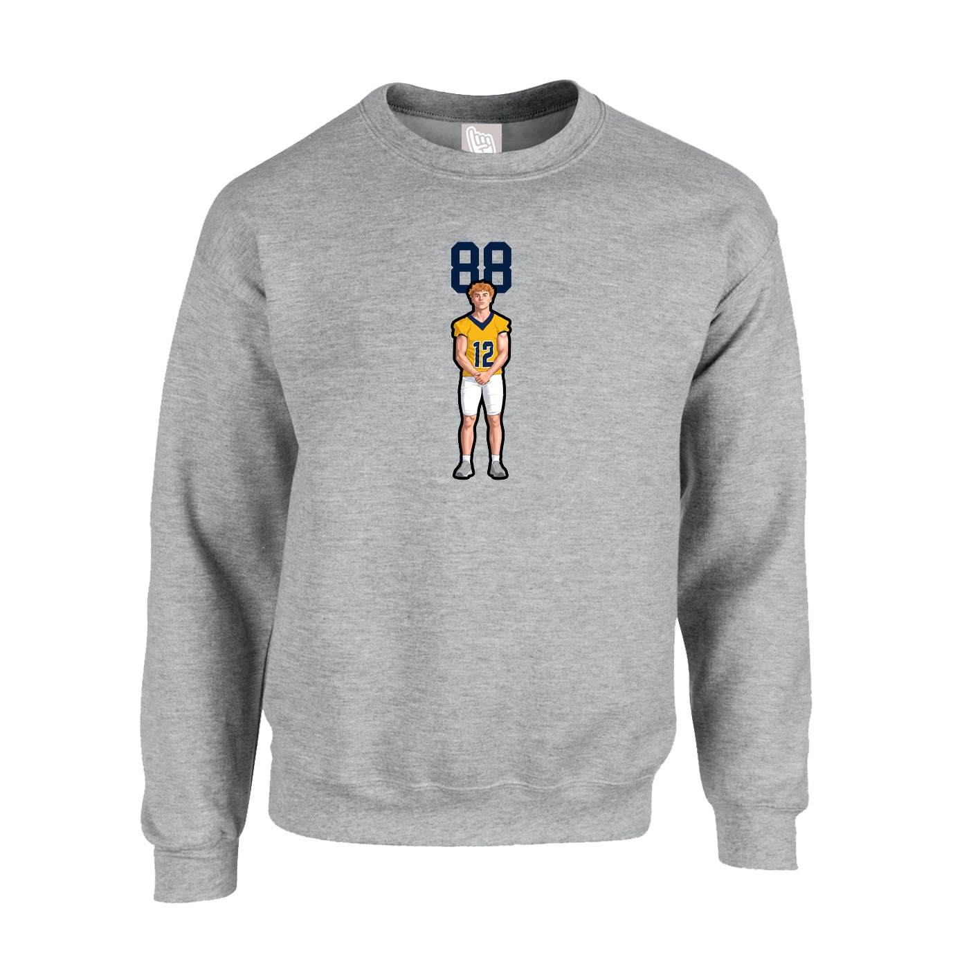 Fleece Crew — Number Top in Grey