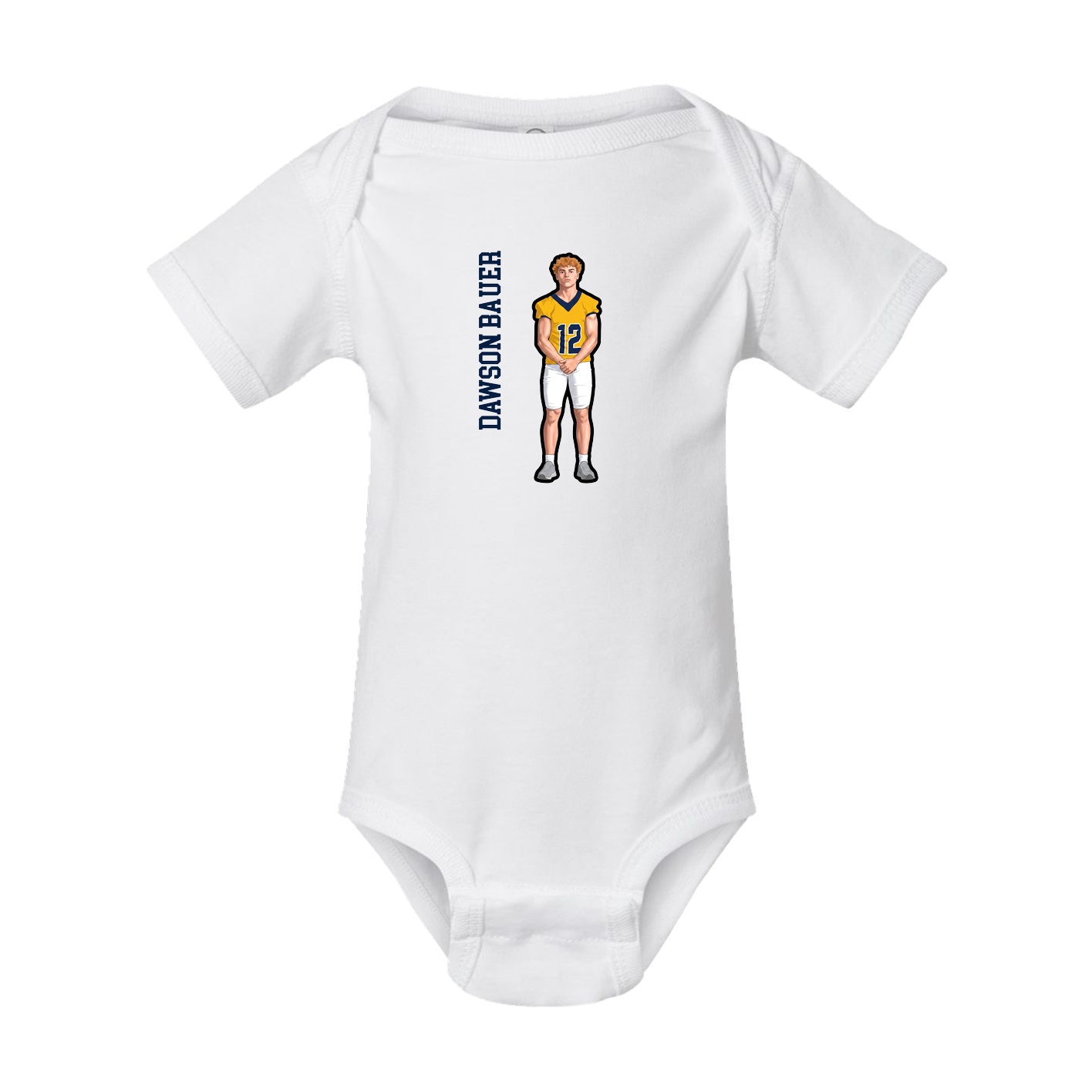 Baby Onesie — Name Vertical in White