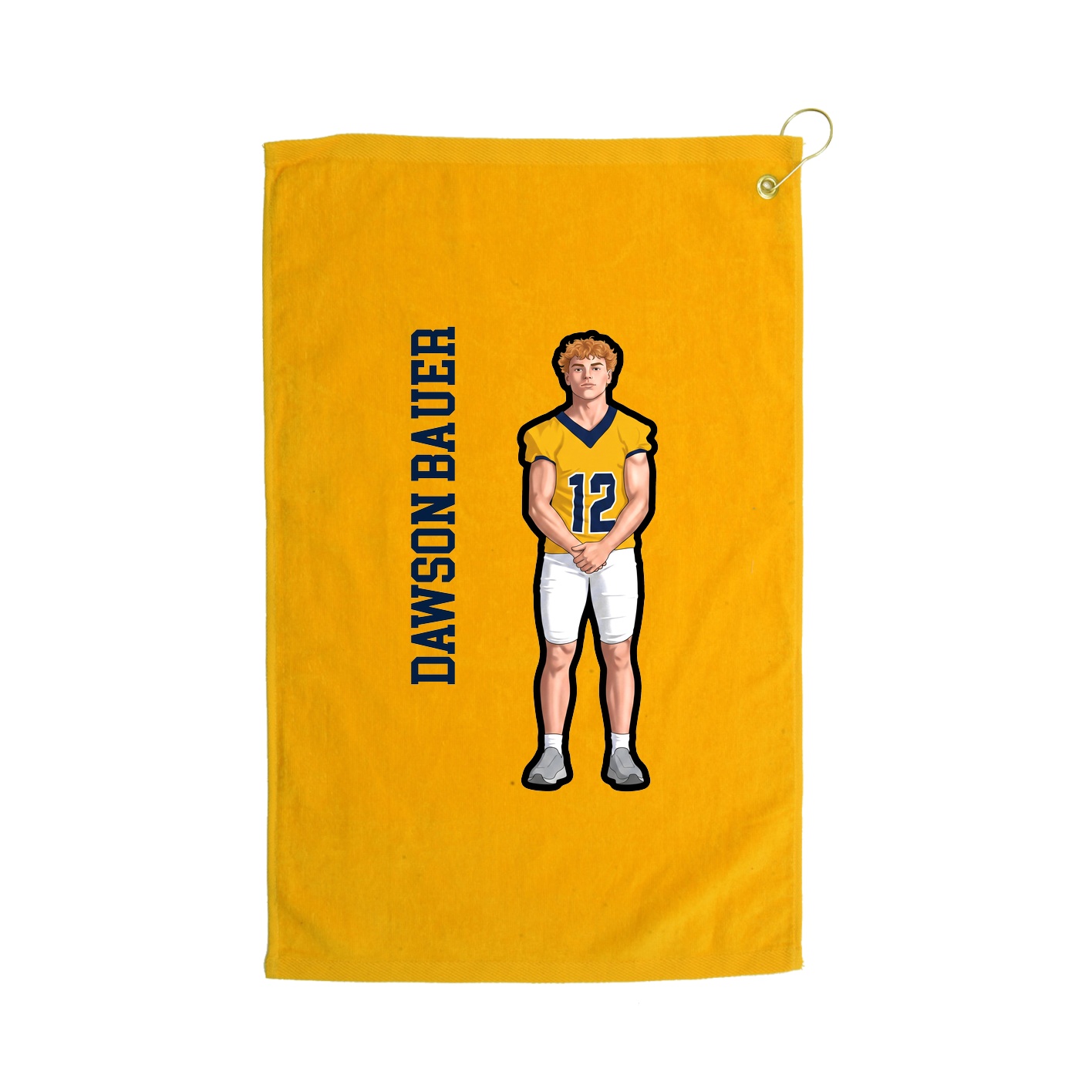 Golf Towel — Name Vertical in Gold