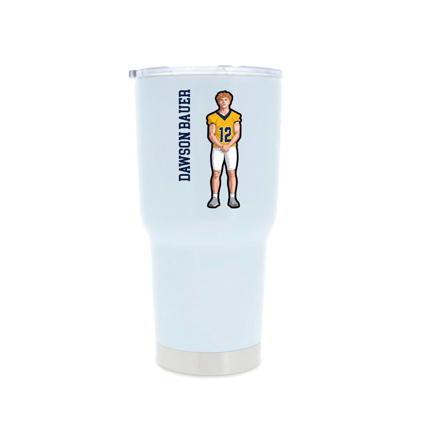 30oz Stainless Steel Tumbler — Name Vertical in White