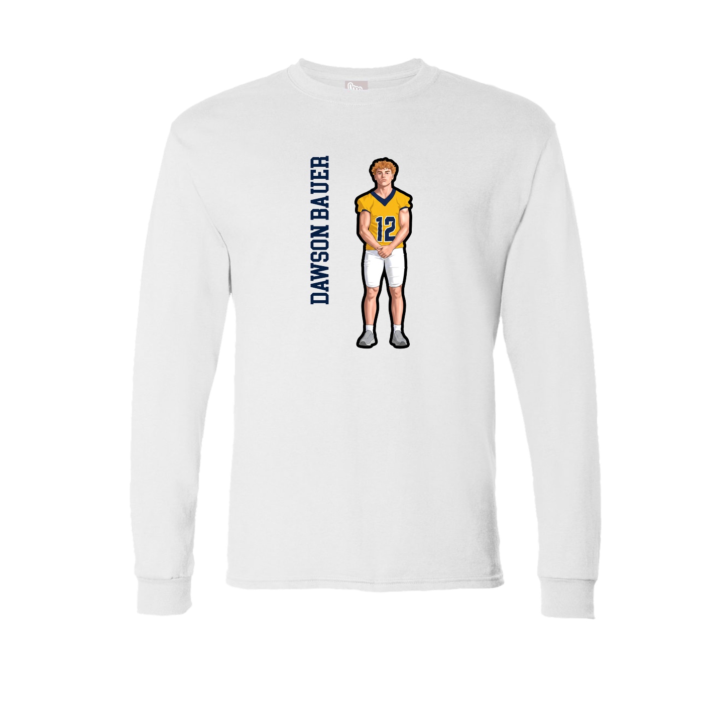 Long Sleeve Tee — Name Vertical in White