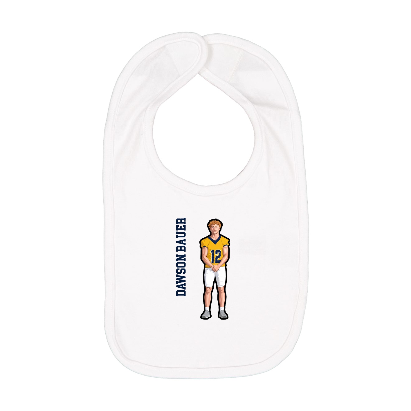 Infant Bib — Name Vertical in White