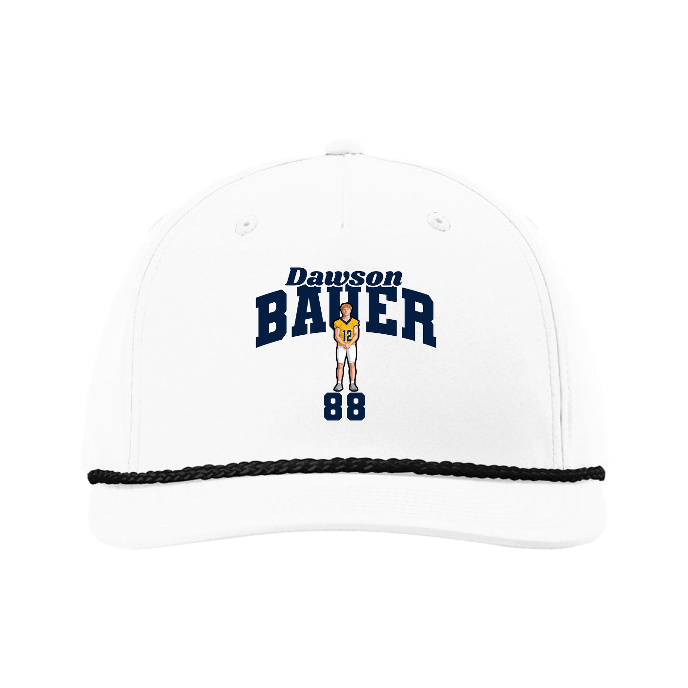 Five-Panel Classic Rope Cap — Signature Arch in White