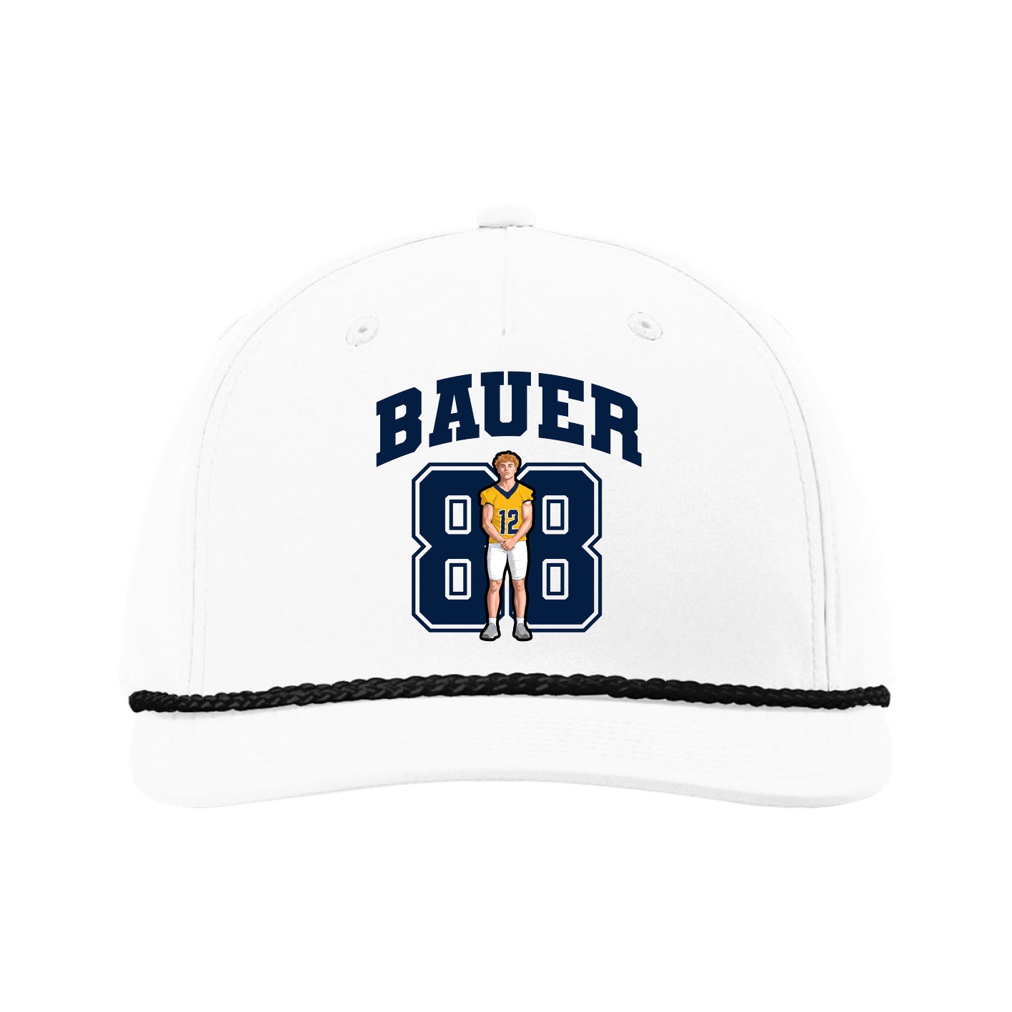 Five-Panel Classic Rope Cap — Number in White