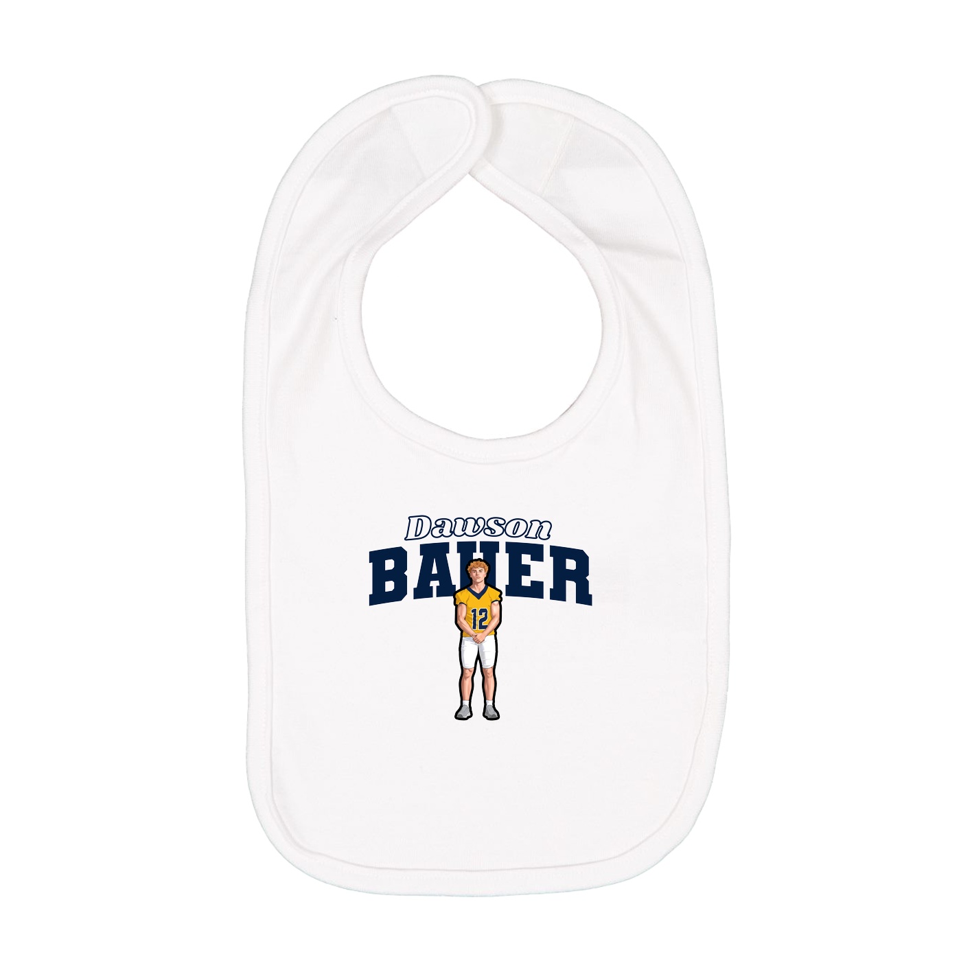 Infant Bib — Name Arch in White