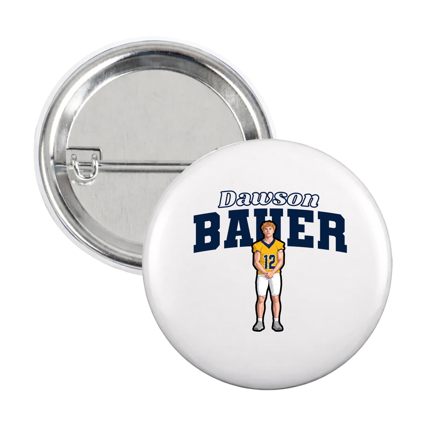 Game Day Button — Name Arch in White