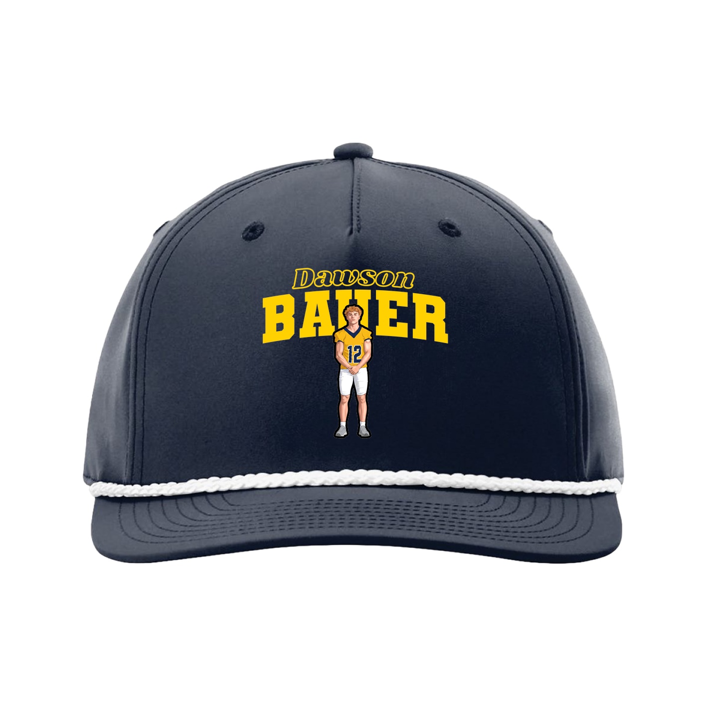 Five-Panel Classic Rope Cap — Name Arch in Navy