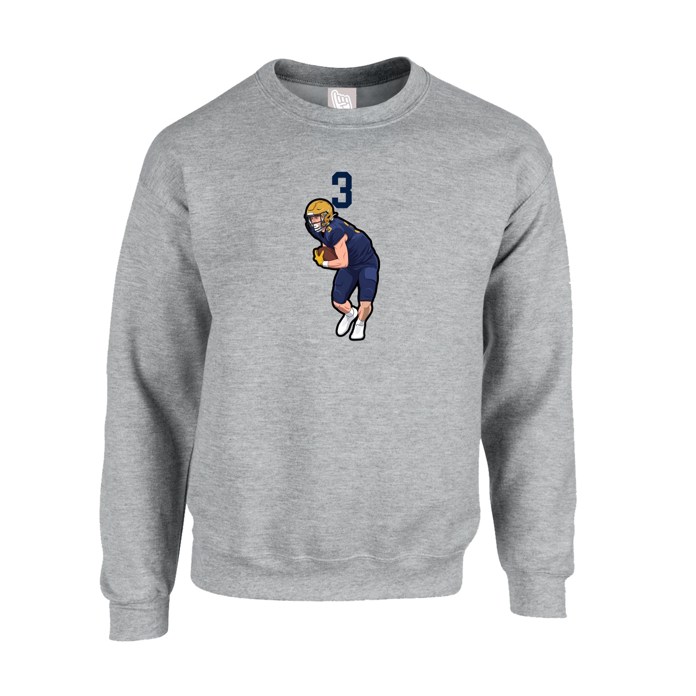 Fleece Crew — Number Top in Grey