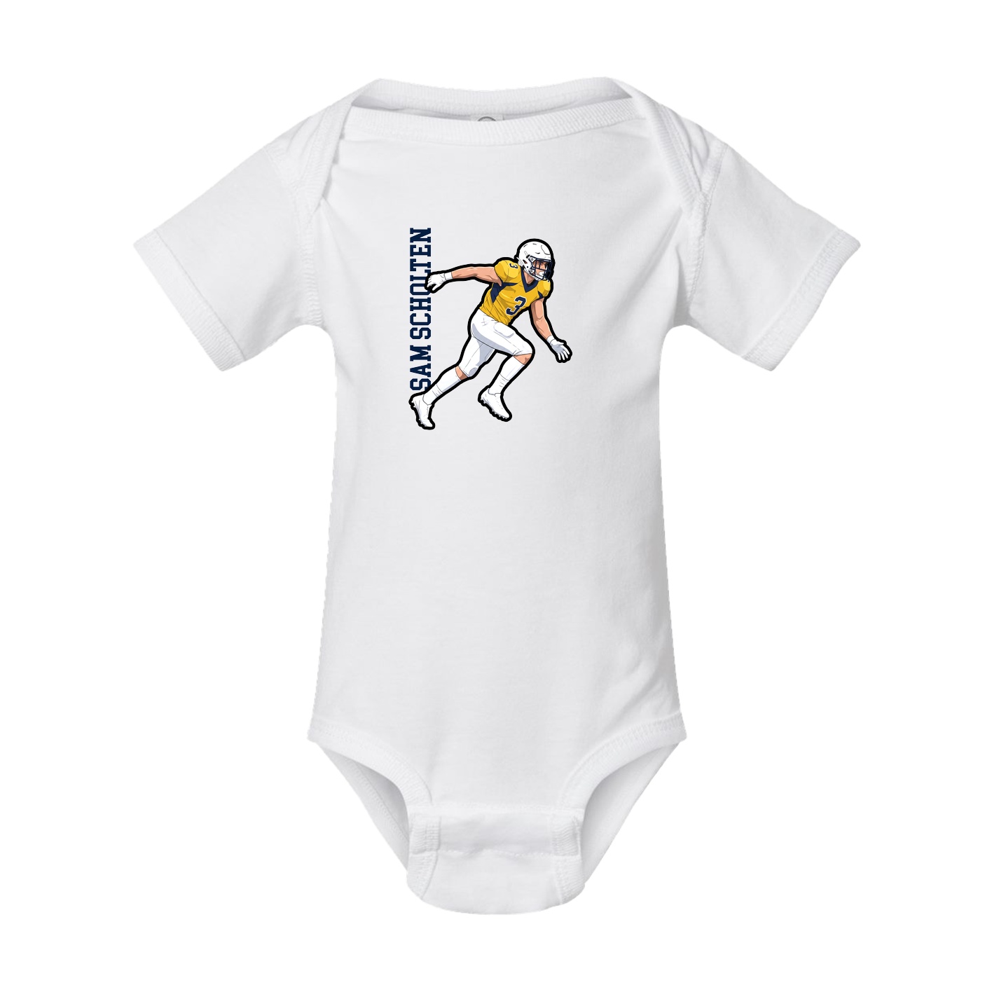 Baby Onesie — Name Vertical in White