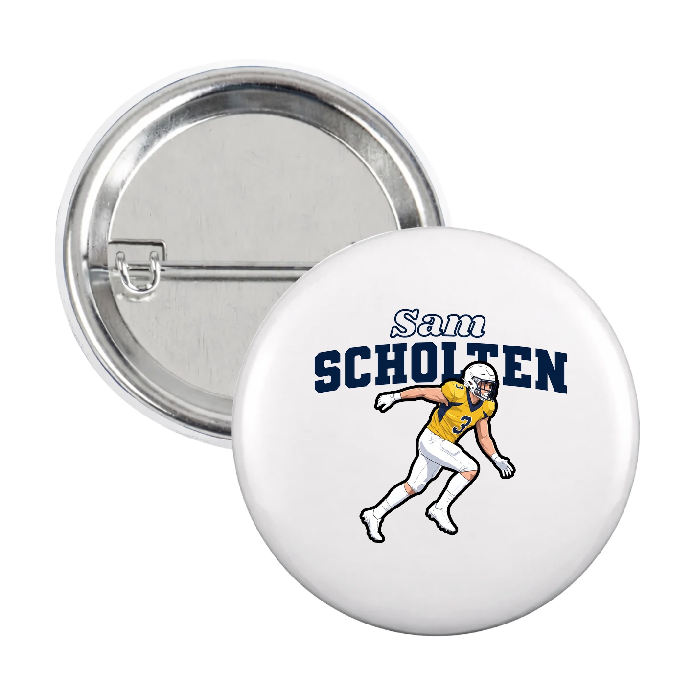Game Day Button — Name Arch in White