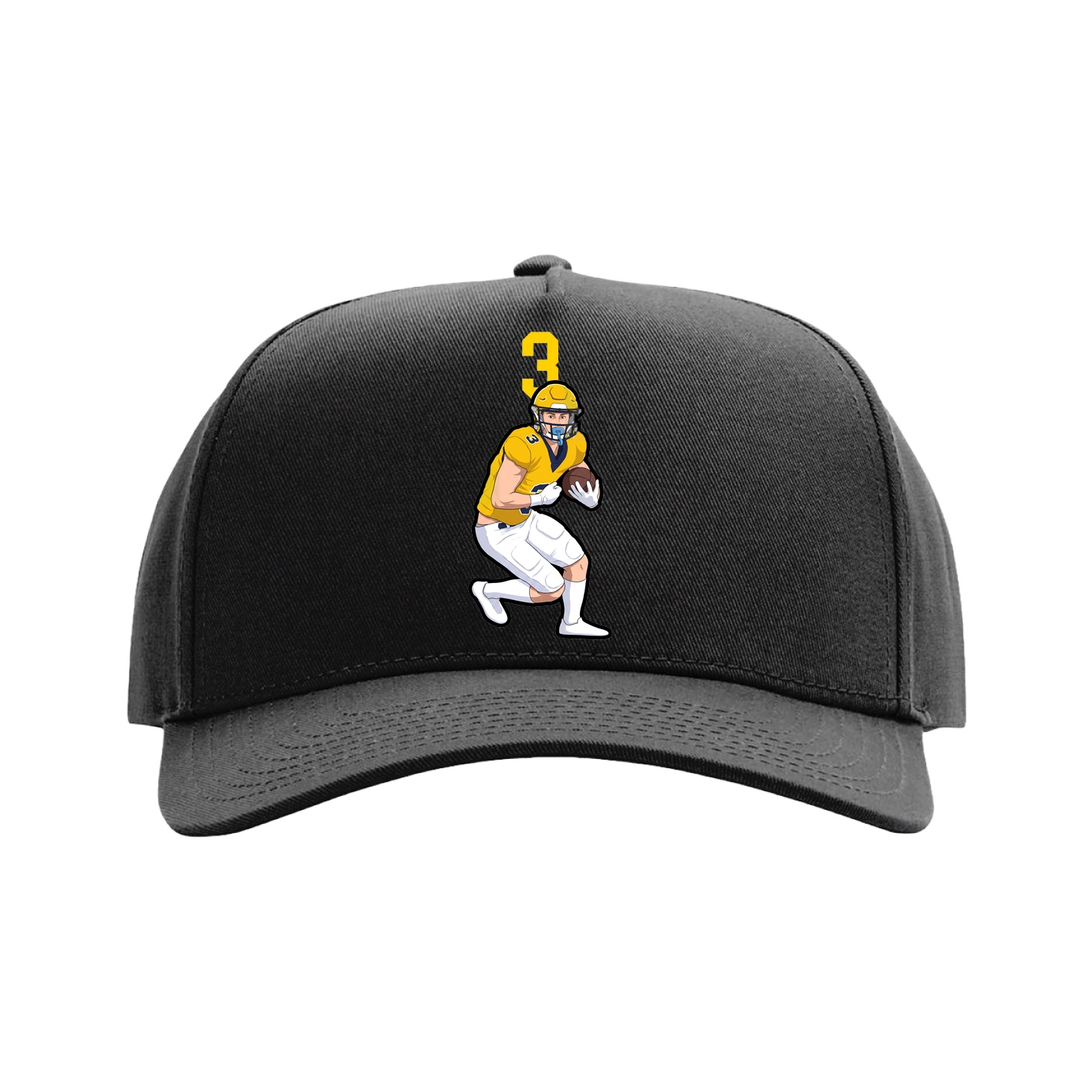 Full Fabric Five-Panel Champ Cap — Number Top in Black