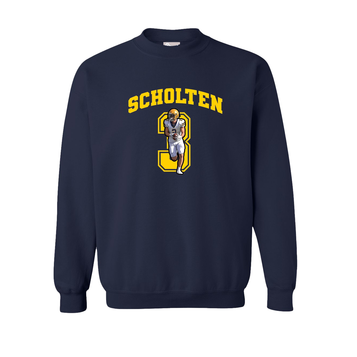 Fleece Crew — Number in Navy