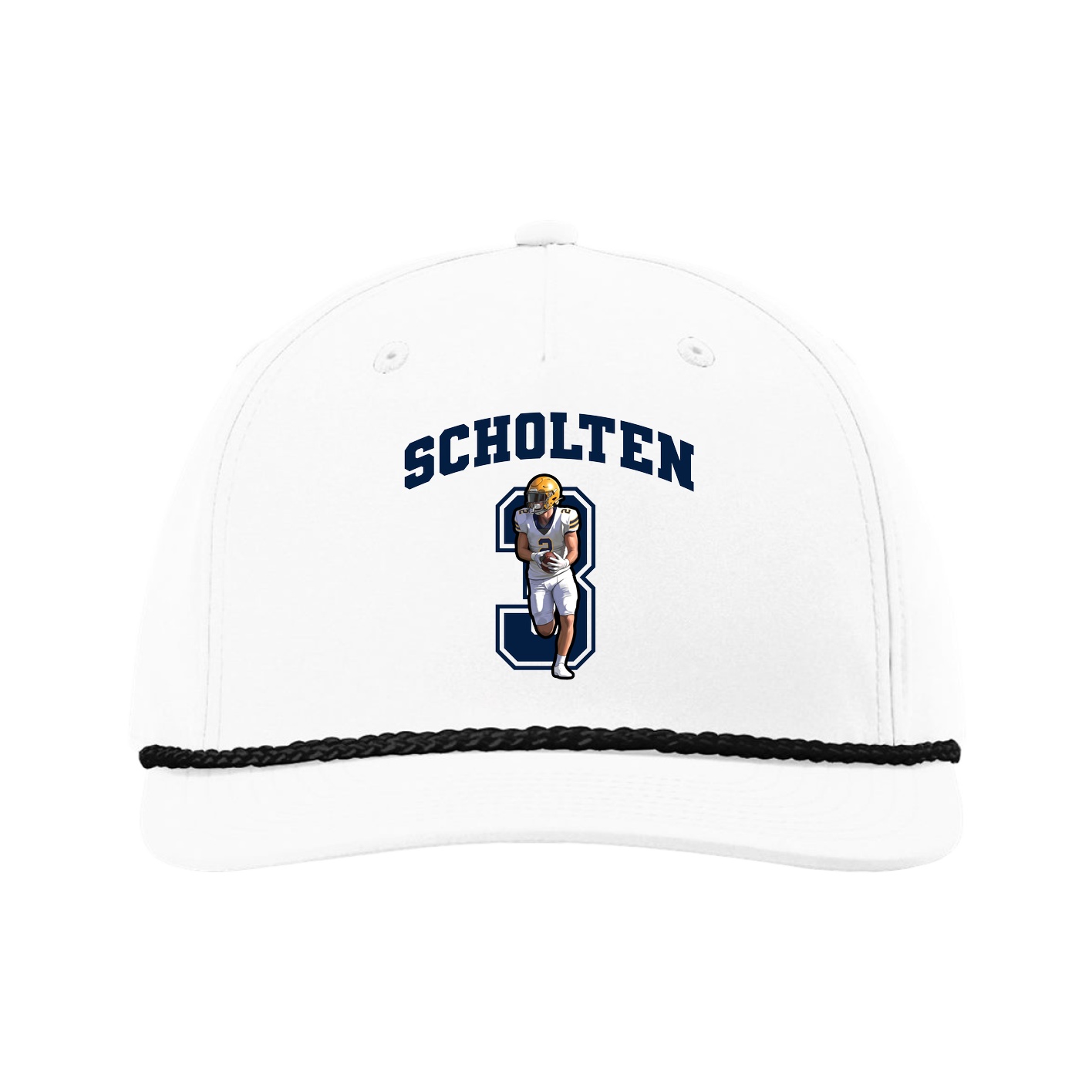 Five-Panel Classic Rope Cap — Number in White