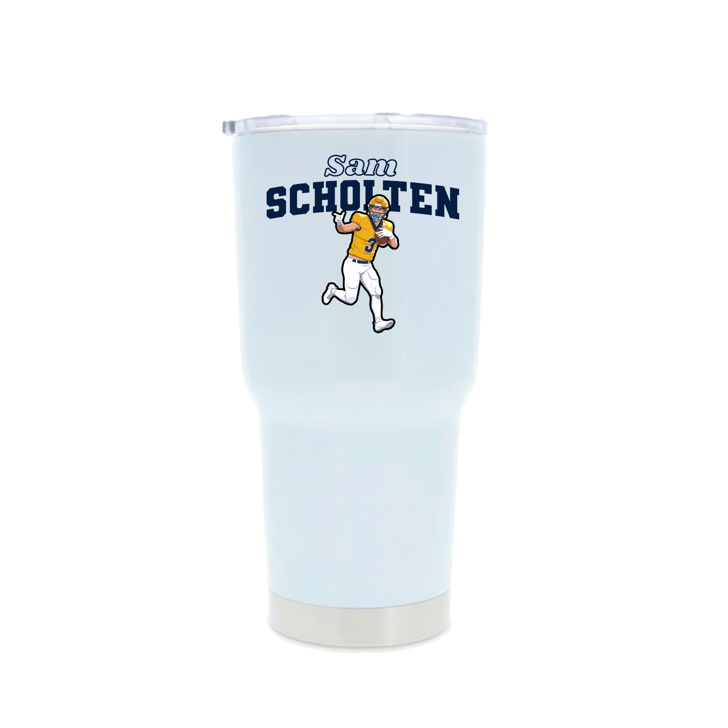 30oz Stainless Steel Tumbler — Name Arch in White