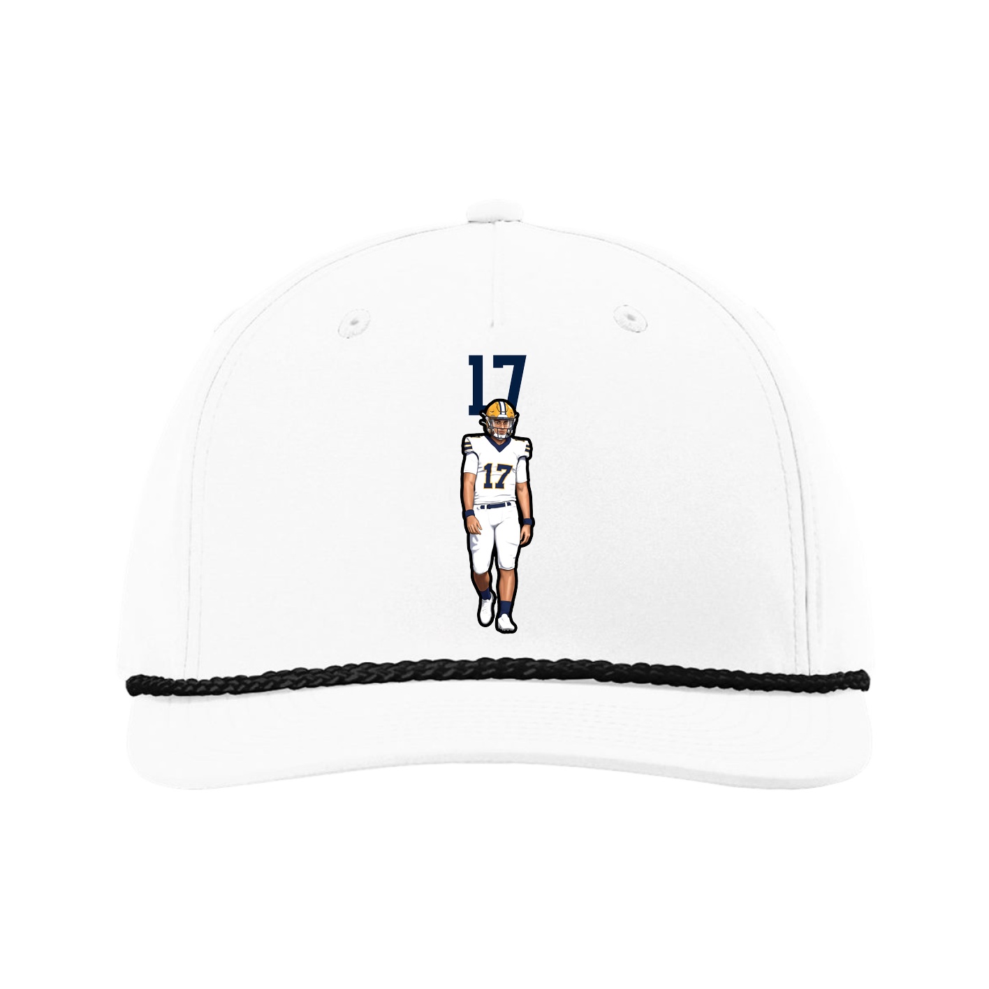 Five-Panel Classic Rope Cap — Number Top in White
