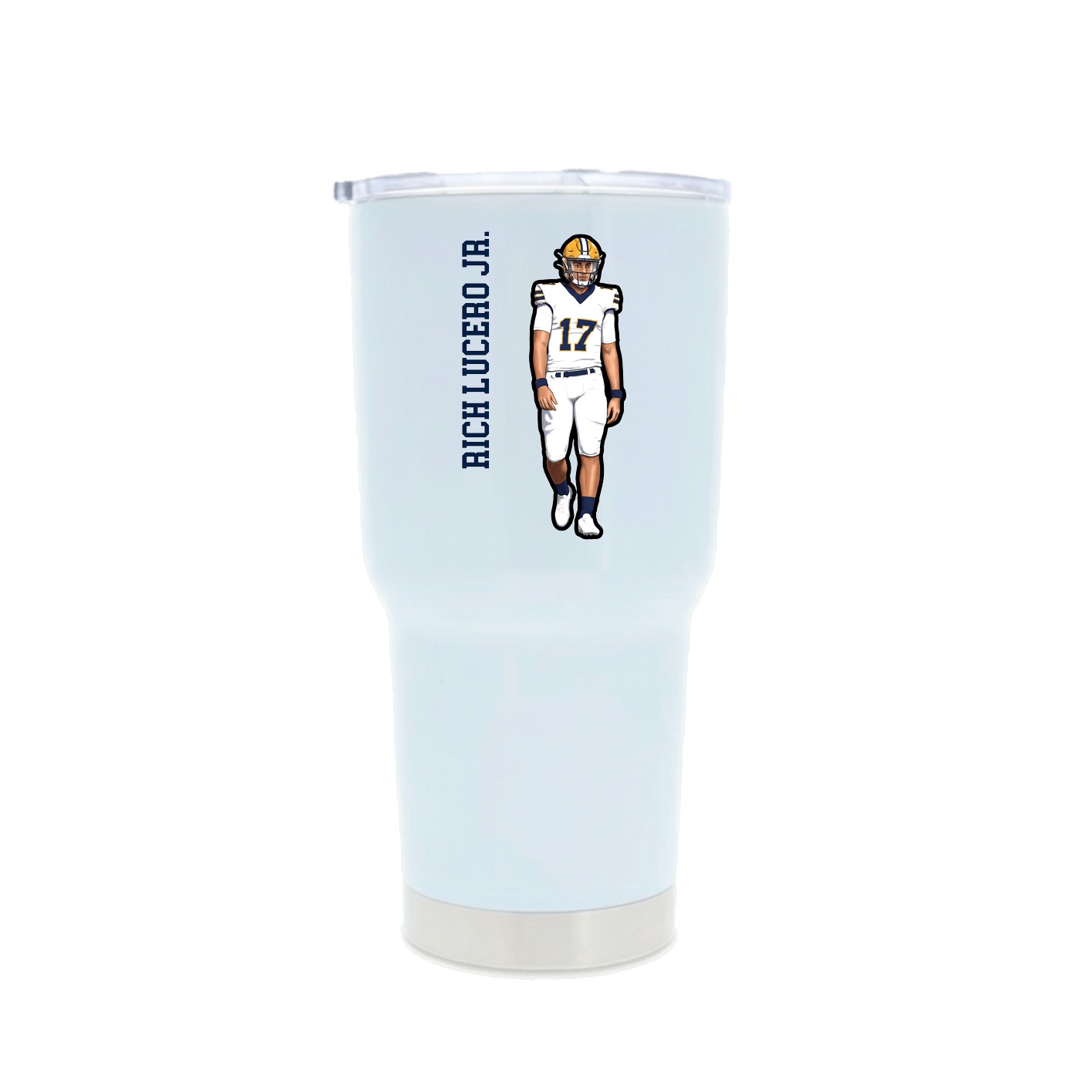 30oz Stainless Steel Tumbler — Name Vertical in White