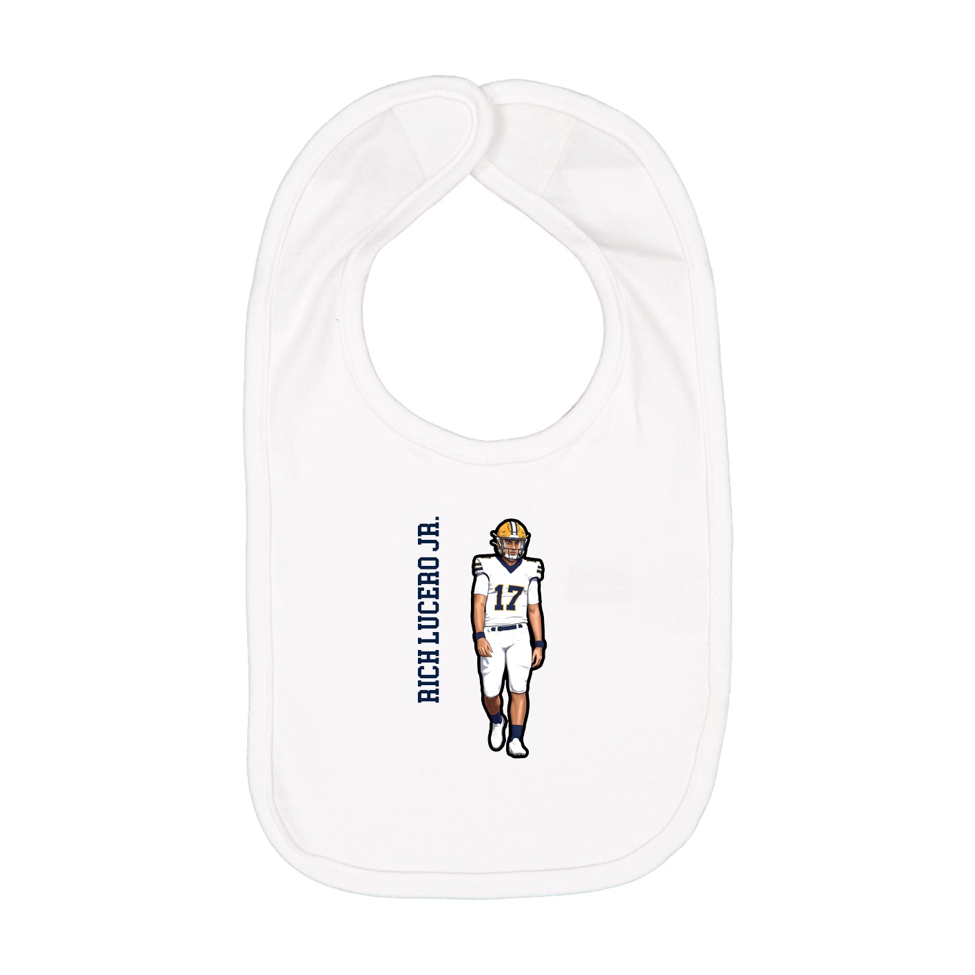 Infant Bib — Name Vertical in White