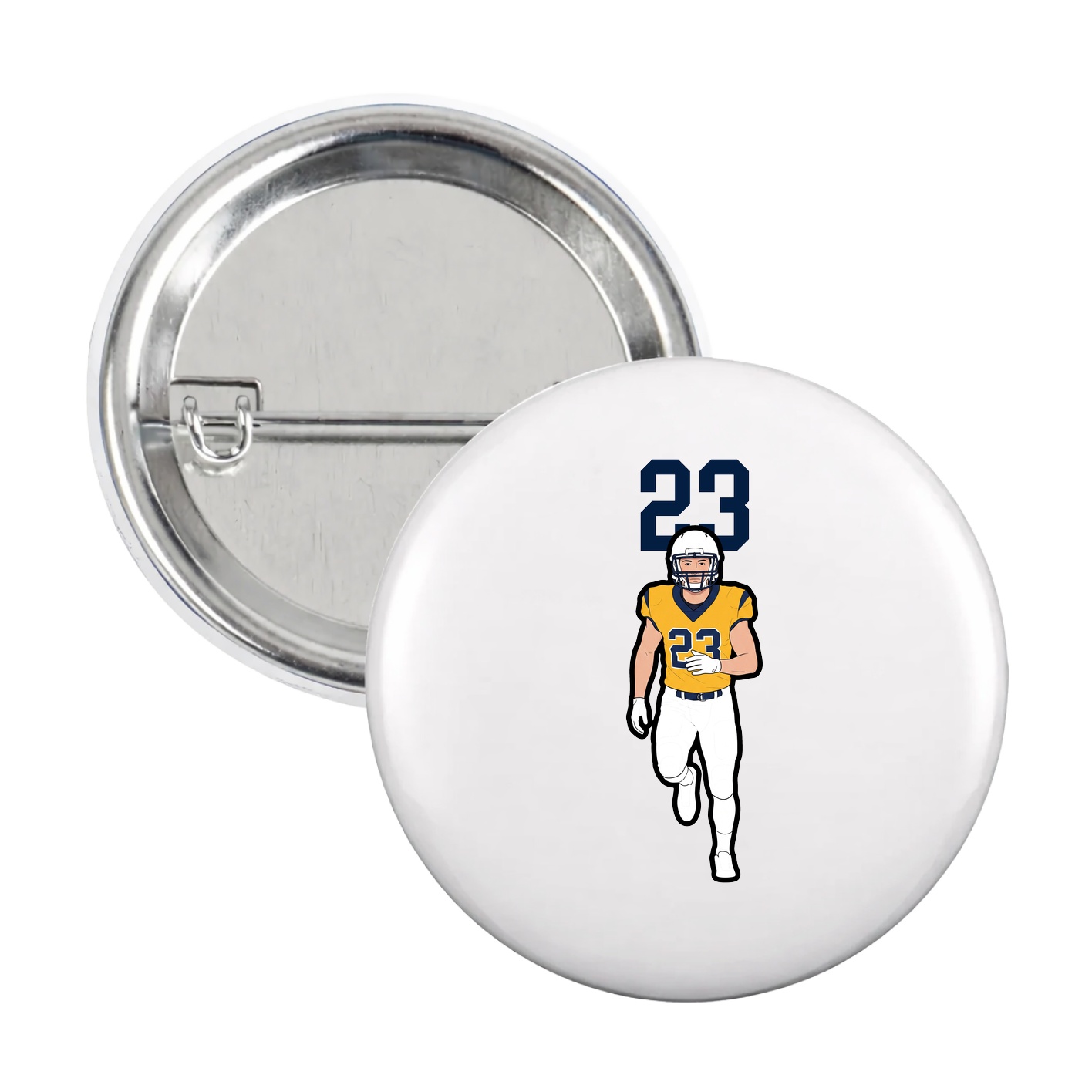 Game Day Button — Number Top in White