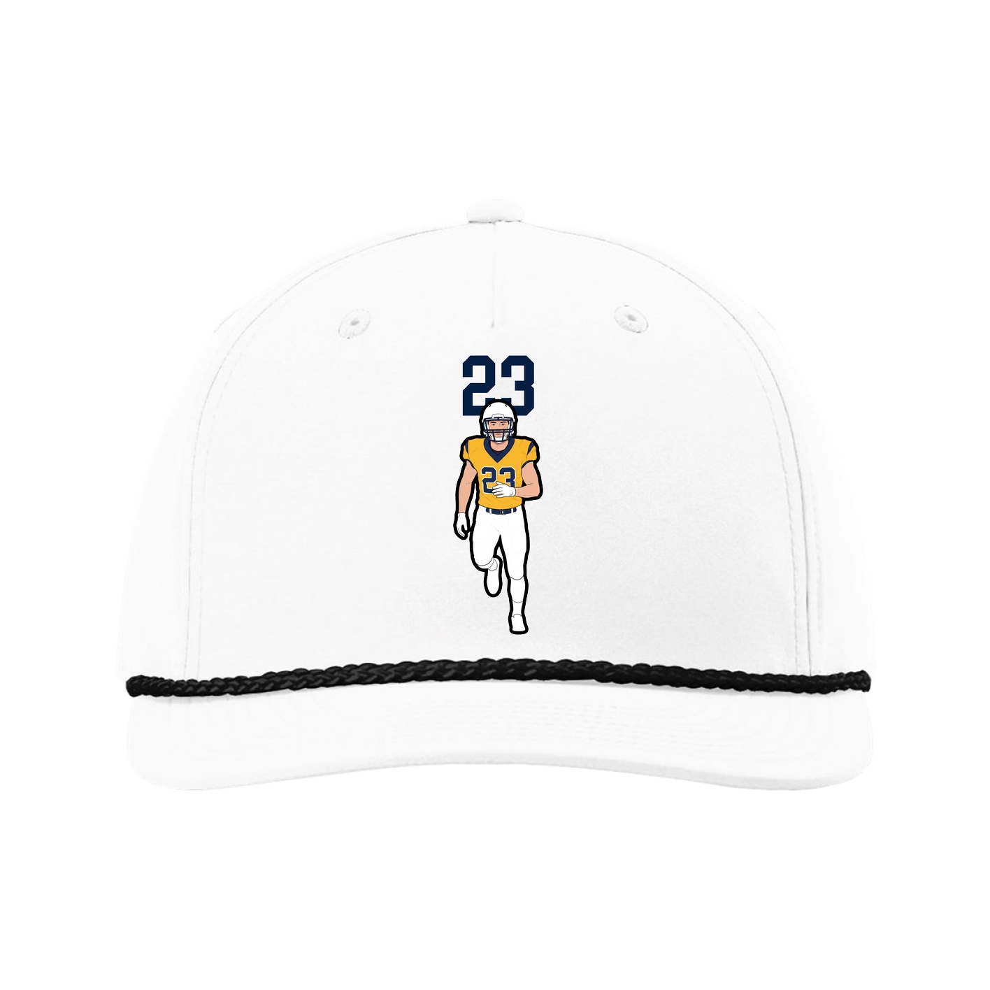 Five-Panel Classic Rope Cap — Number Top in White