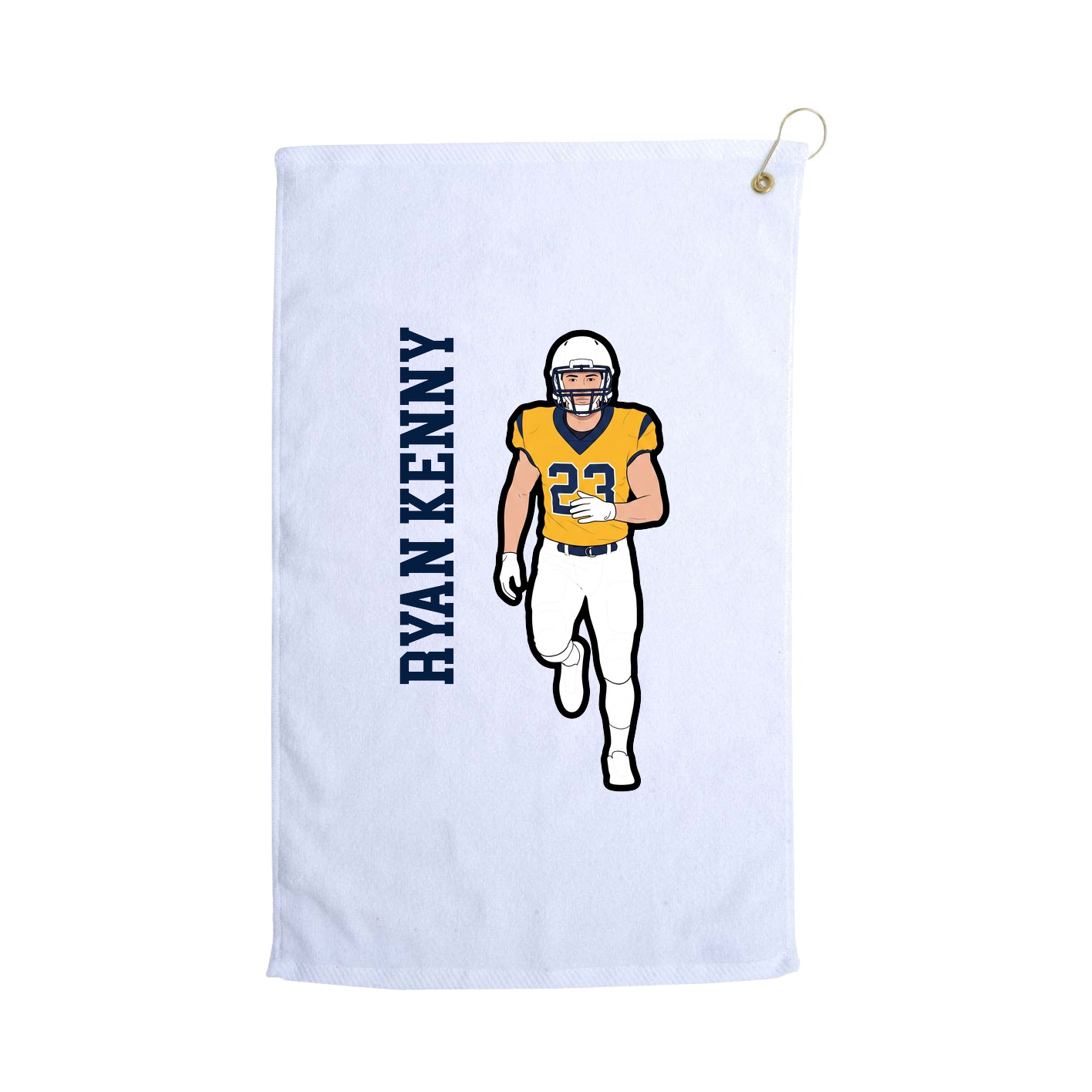 Golf Towel — Name Vertical in White