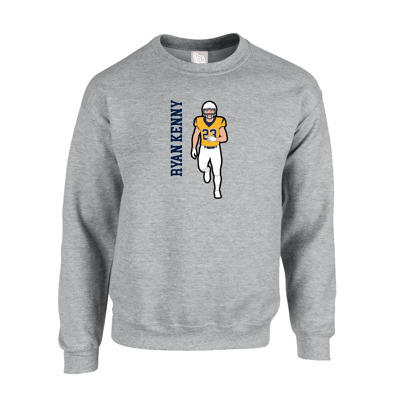Fleece Crew — Name Vertical in Grey