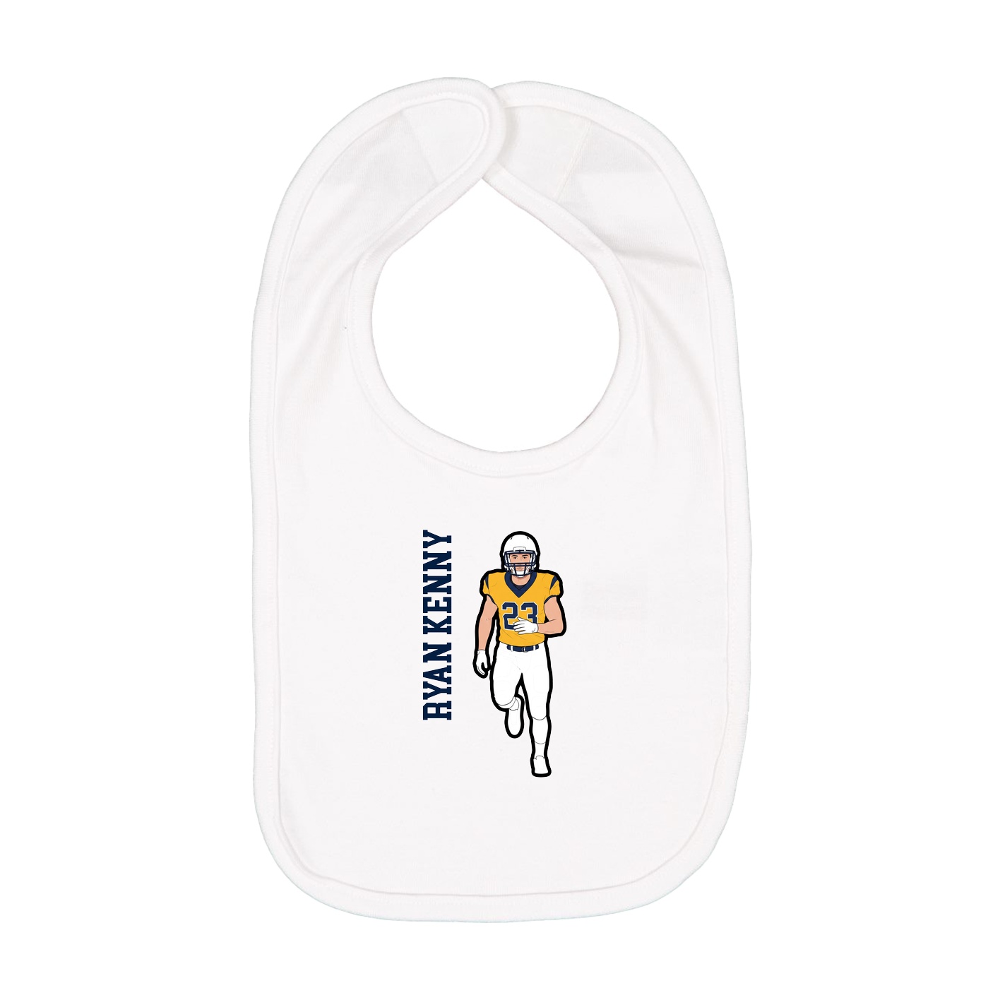 Infant Bib — Name Vertical in White