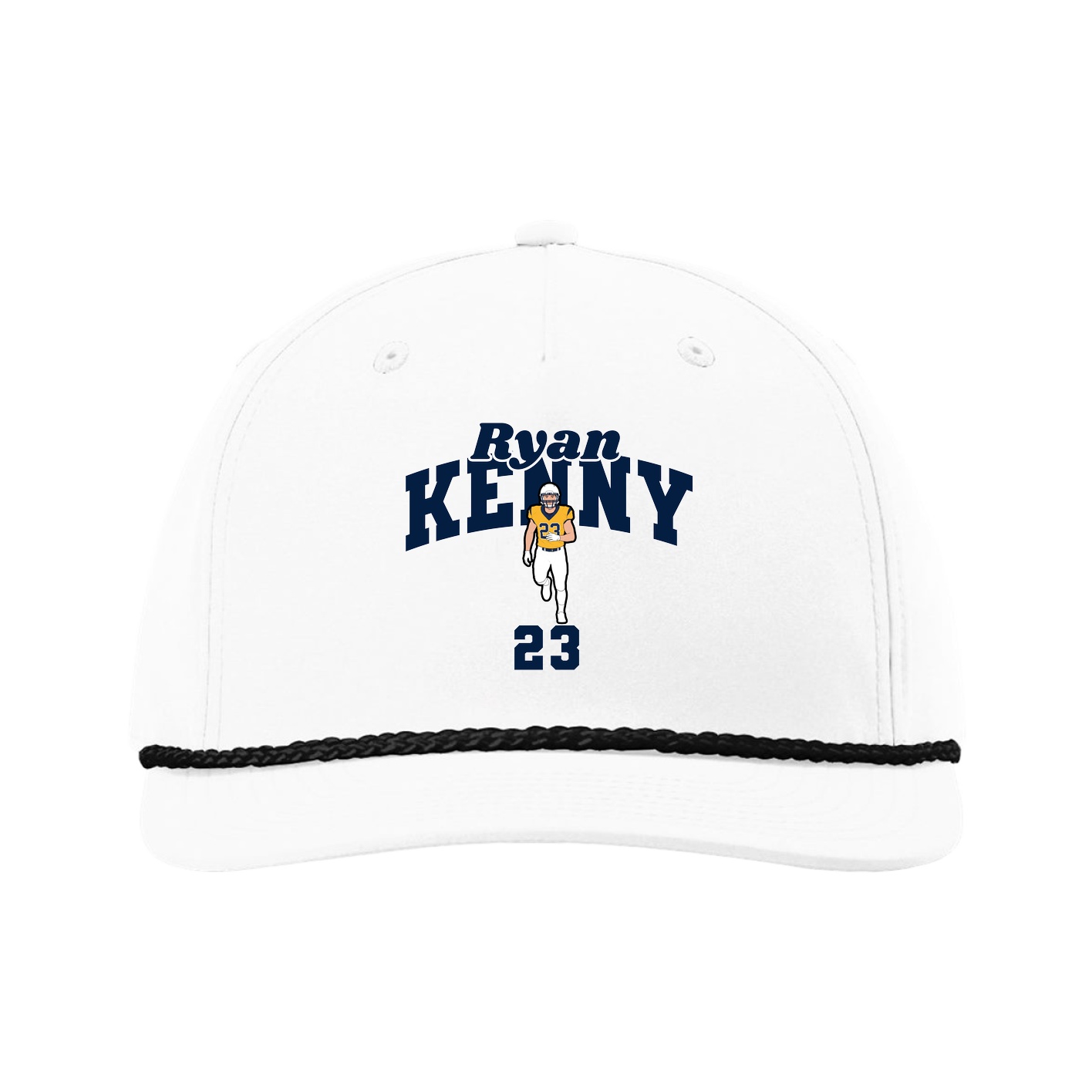 Five-Panel Classic Rope Cap — Signature Arch in White
