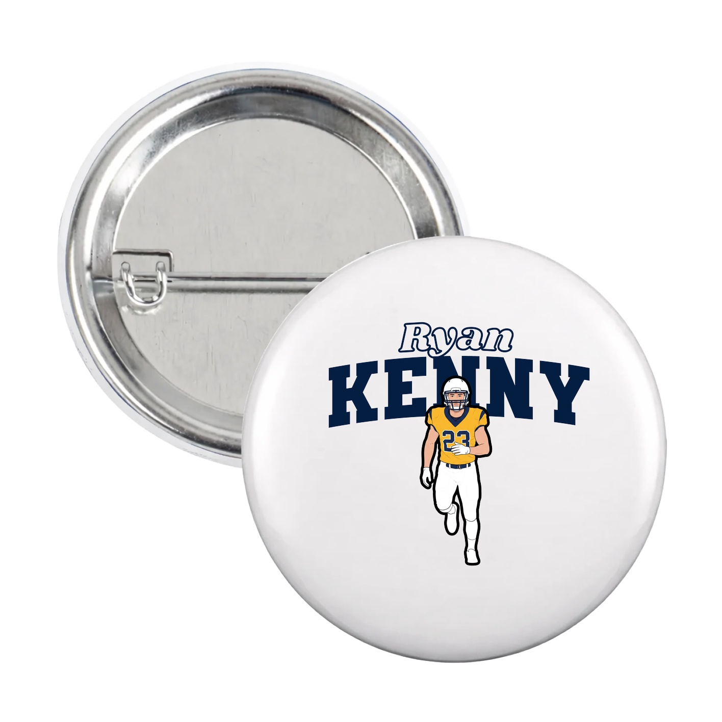Game Day Button — Name Arch in White