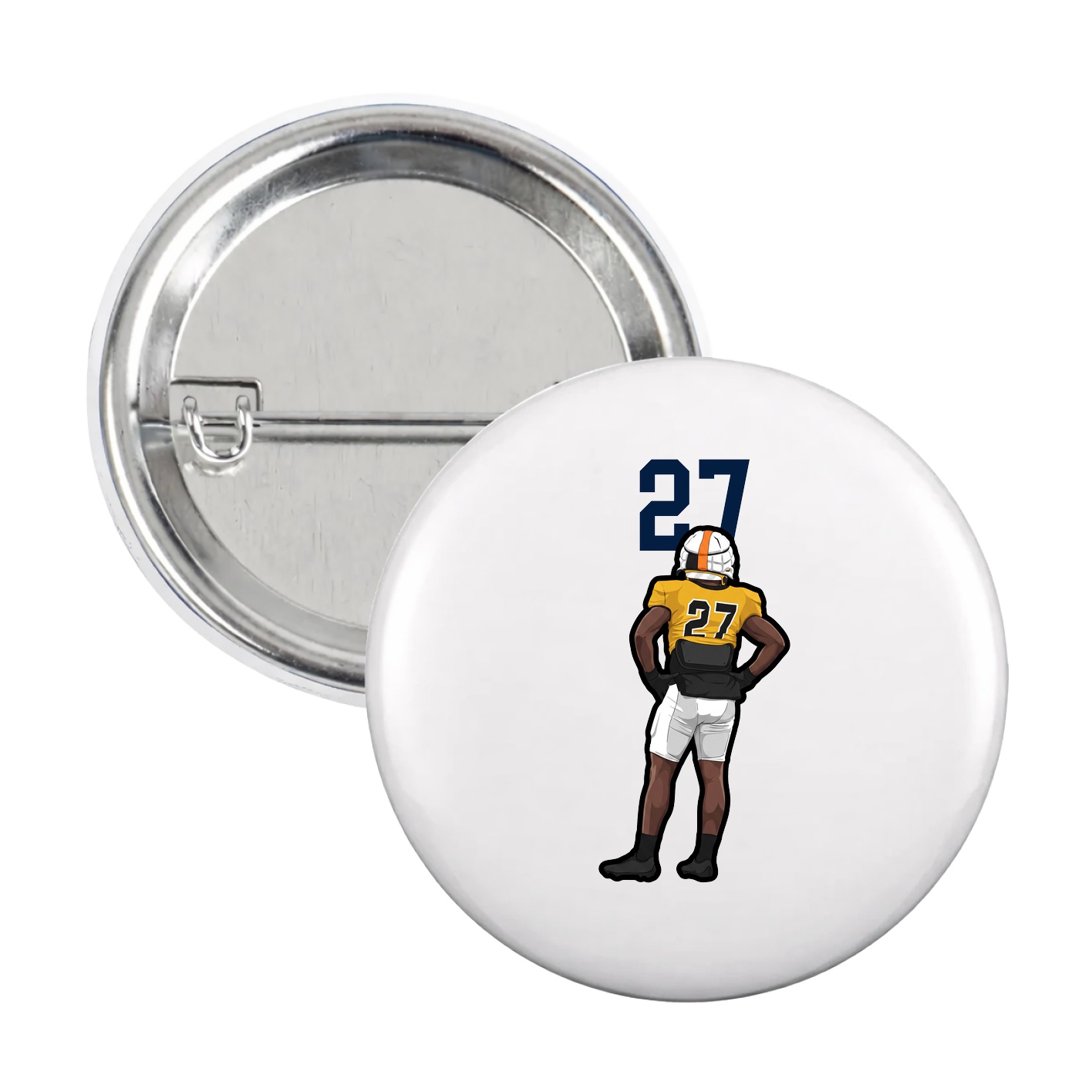 Game Day Button — Number Top in White