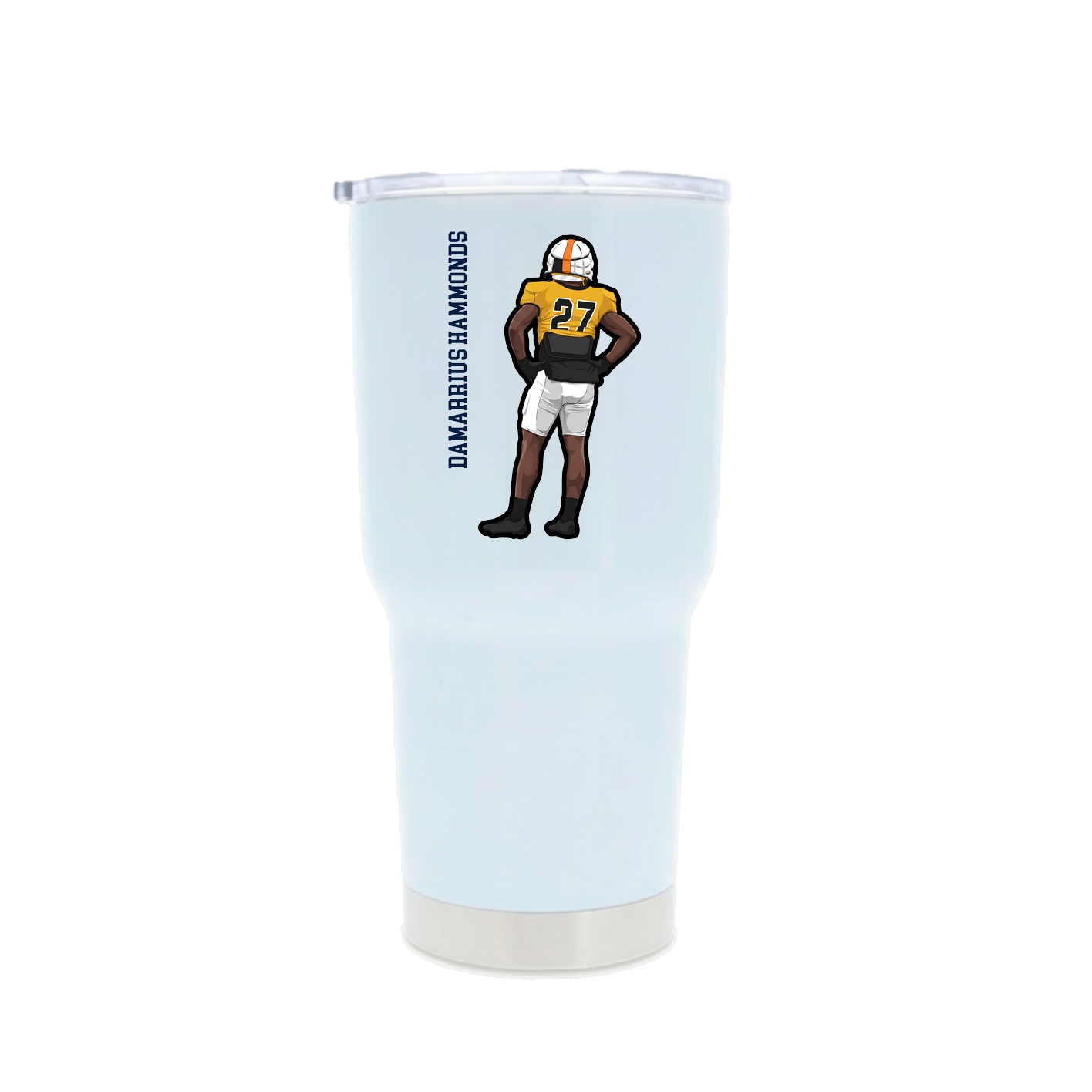 30oz Stainless Steel Tumbler — Name Vertical in White