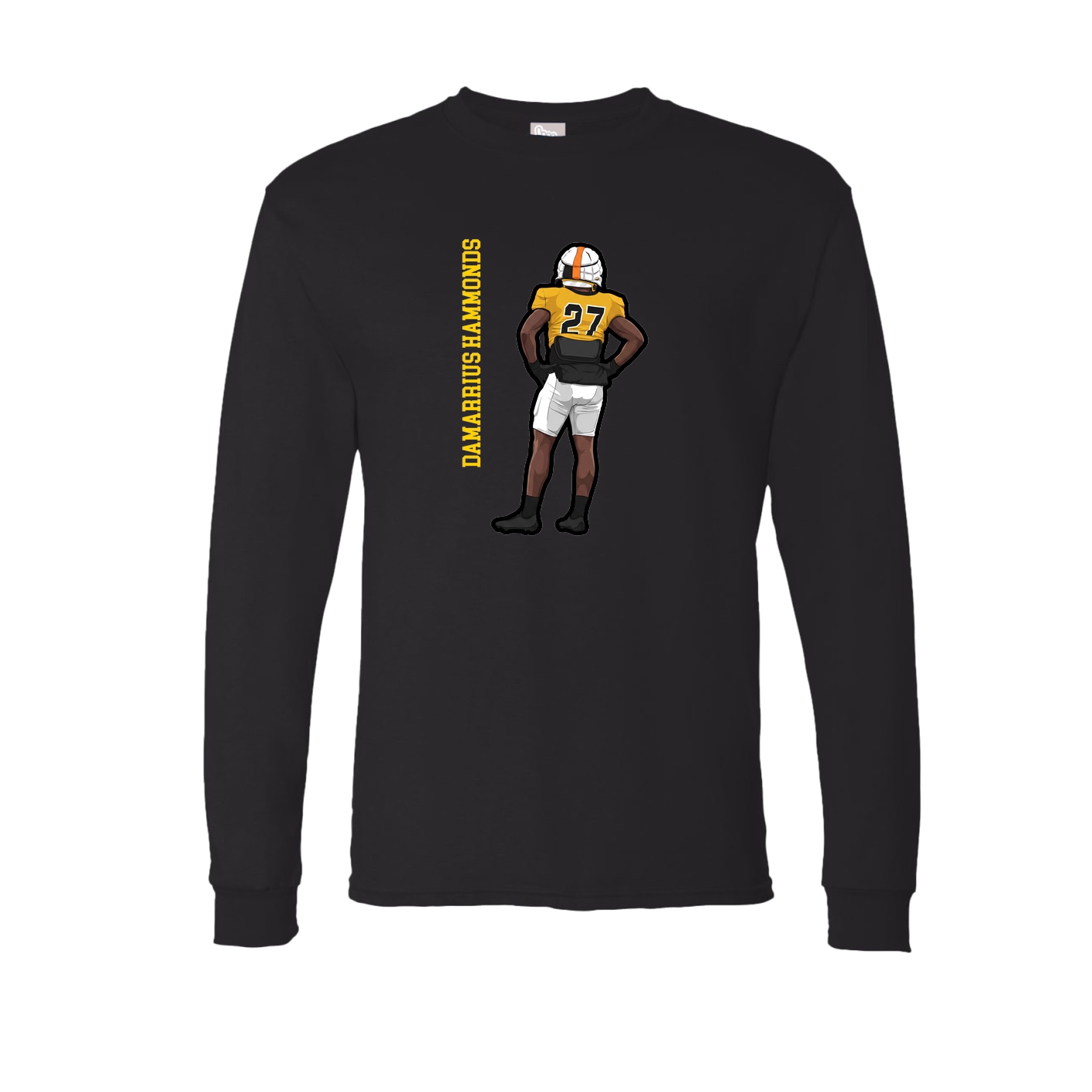 Long Sleeve Tee — Name Vertical in Black