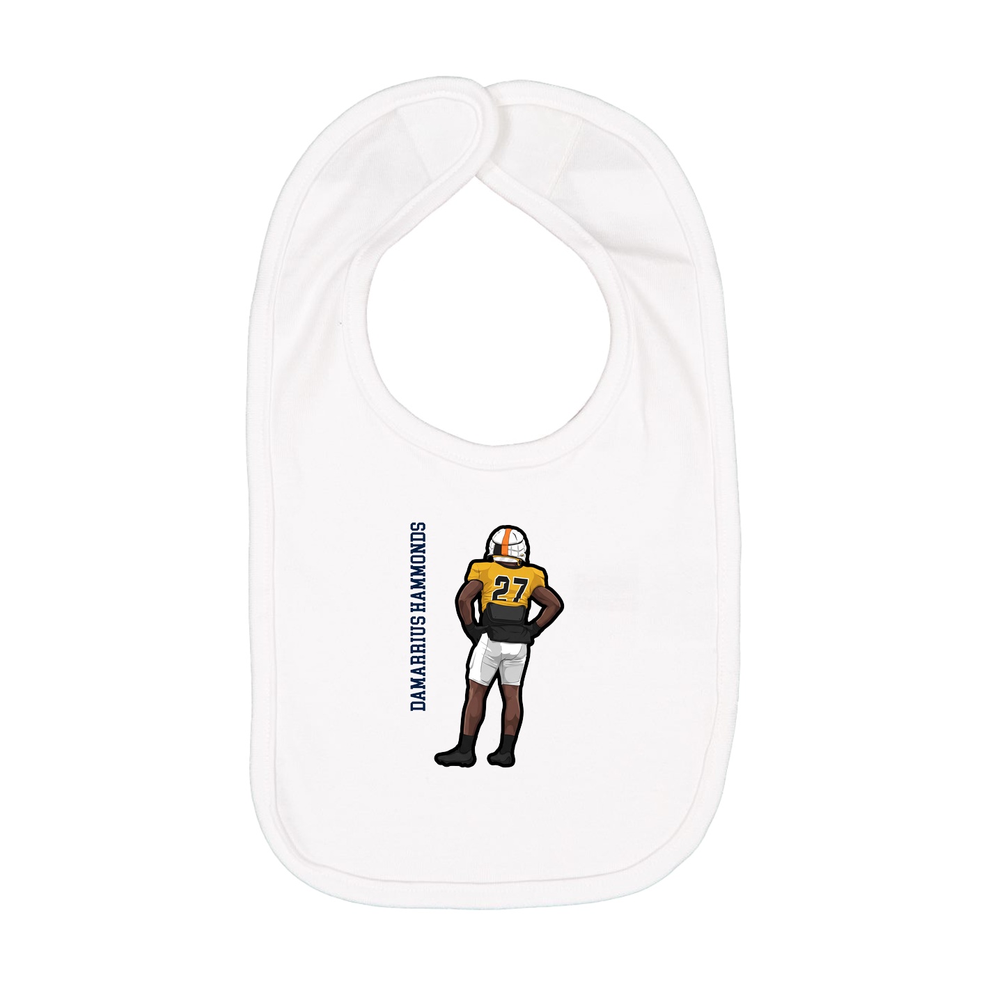 Infant Bib — Name Vertical in White