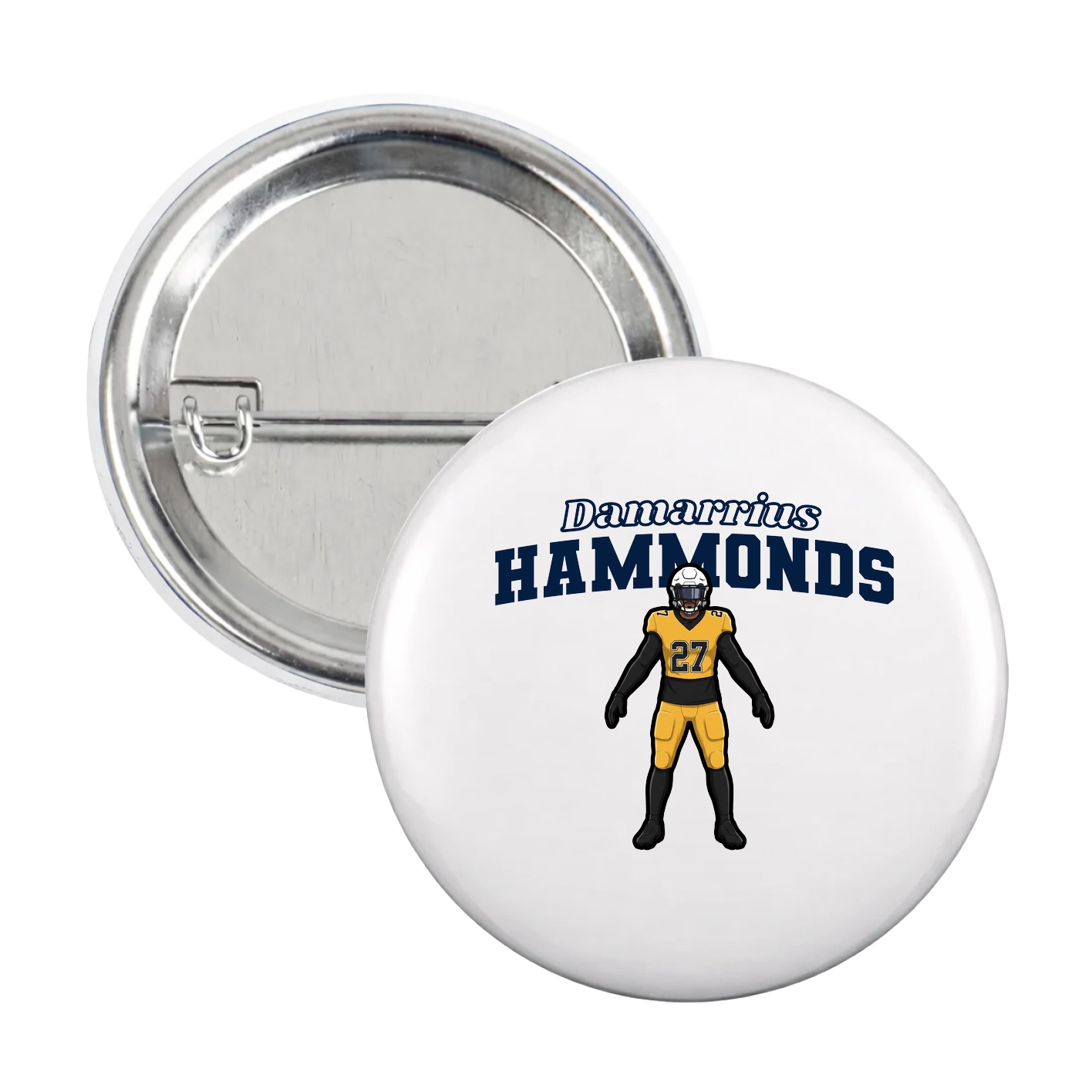 Game Day Button — Name Arch in White