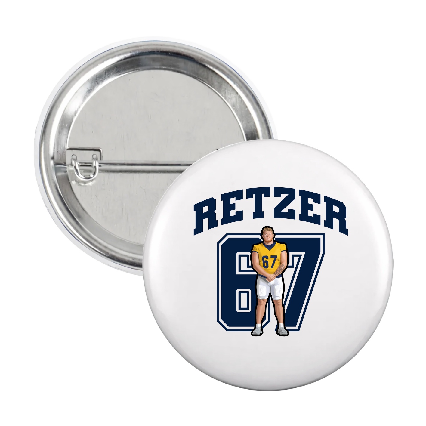 Game Day Button — Number in White