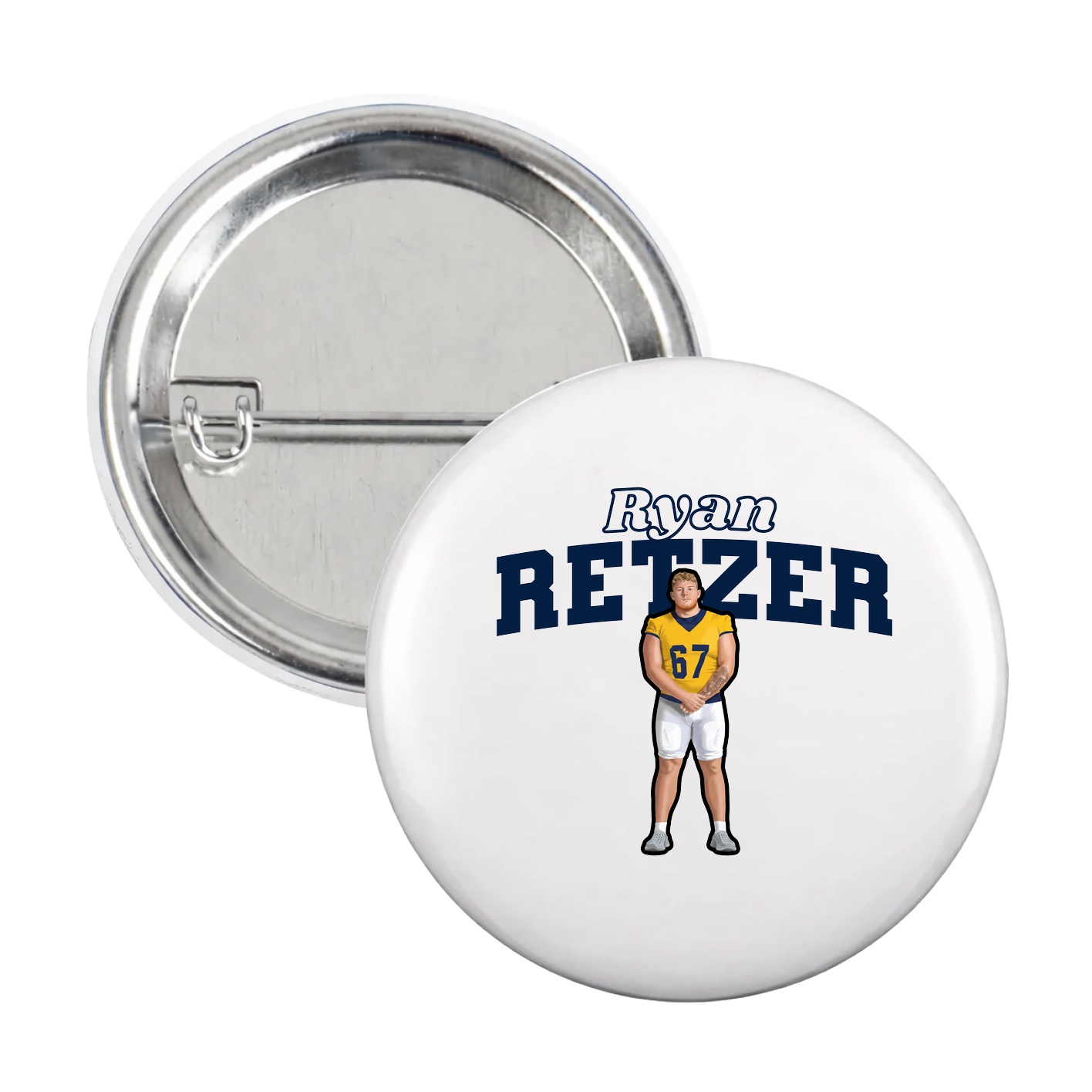 Game Day Button — Name Arch in White