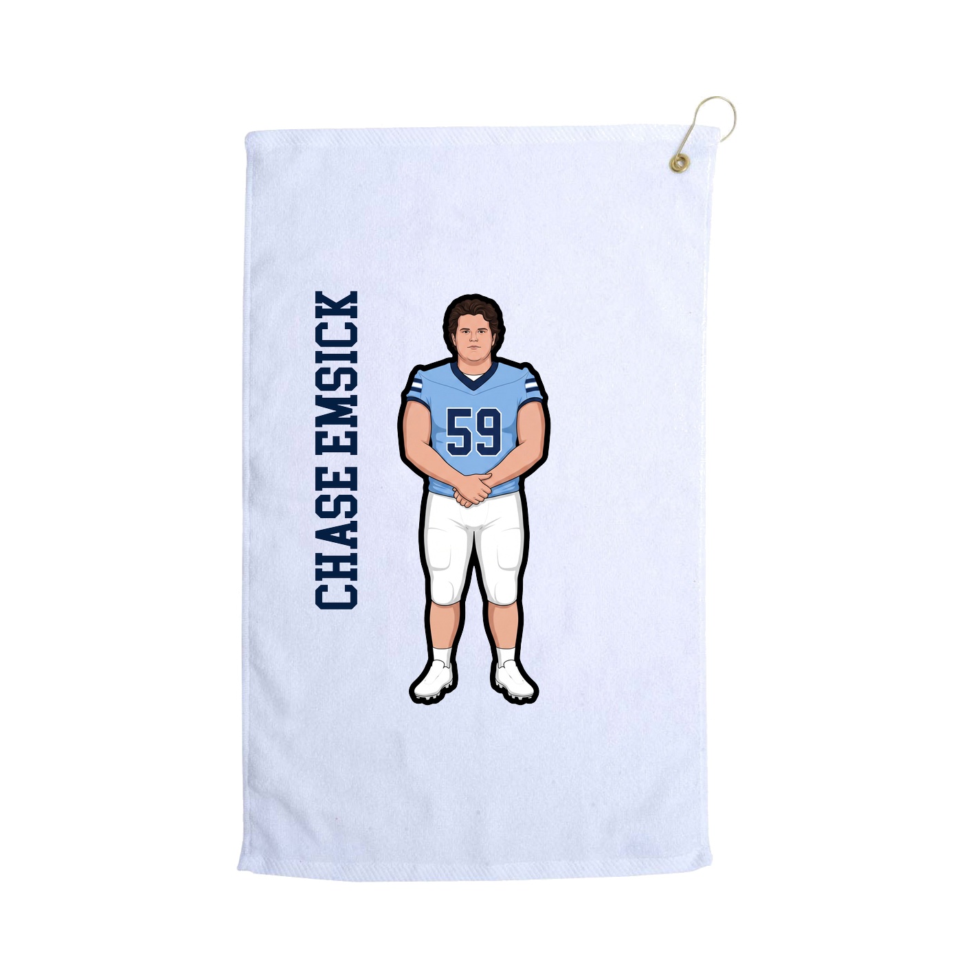 Golf Towel — Name Vertical in White