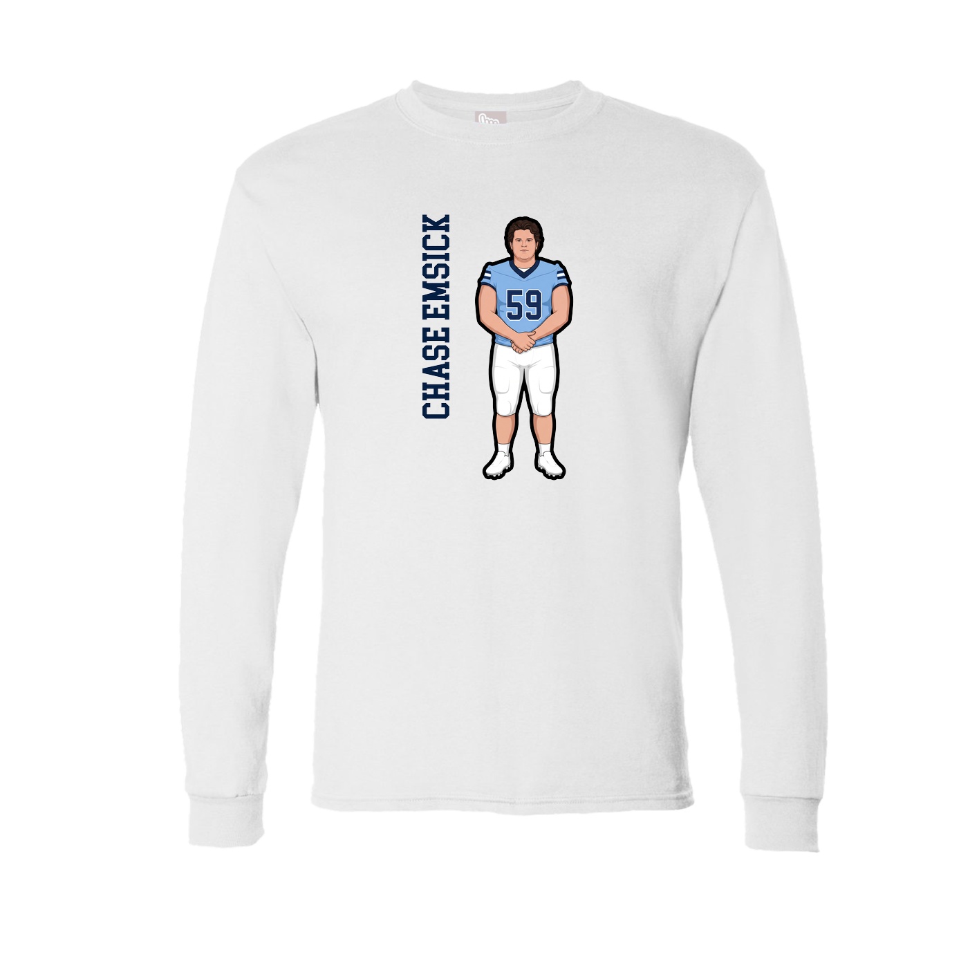 Long Sleeve Tee — Name Vertical in White