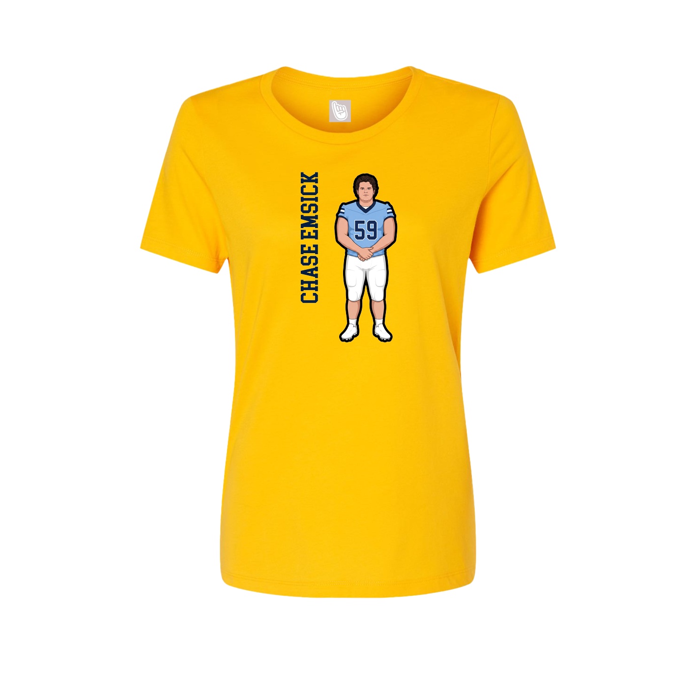 Fitted Women's Tee — Name Vertical in Gold